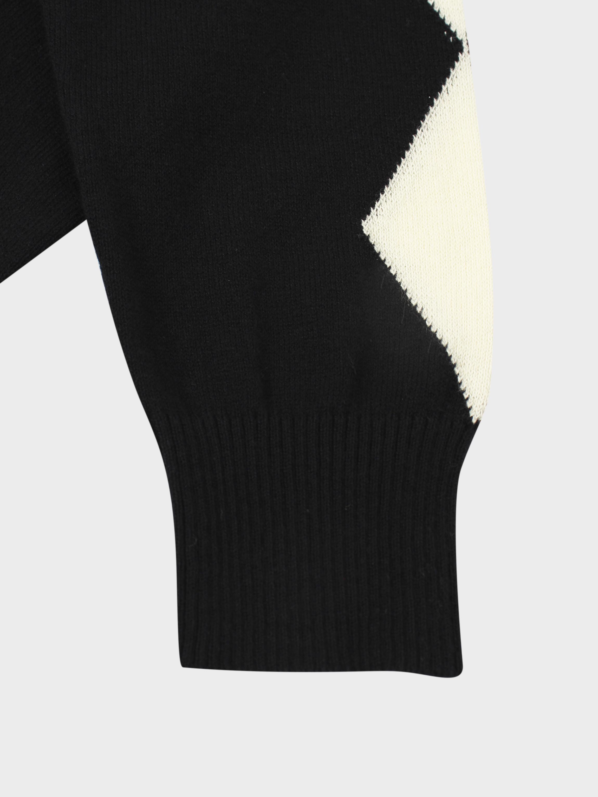 Printed Sweater-Black with Cream Diamond Design