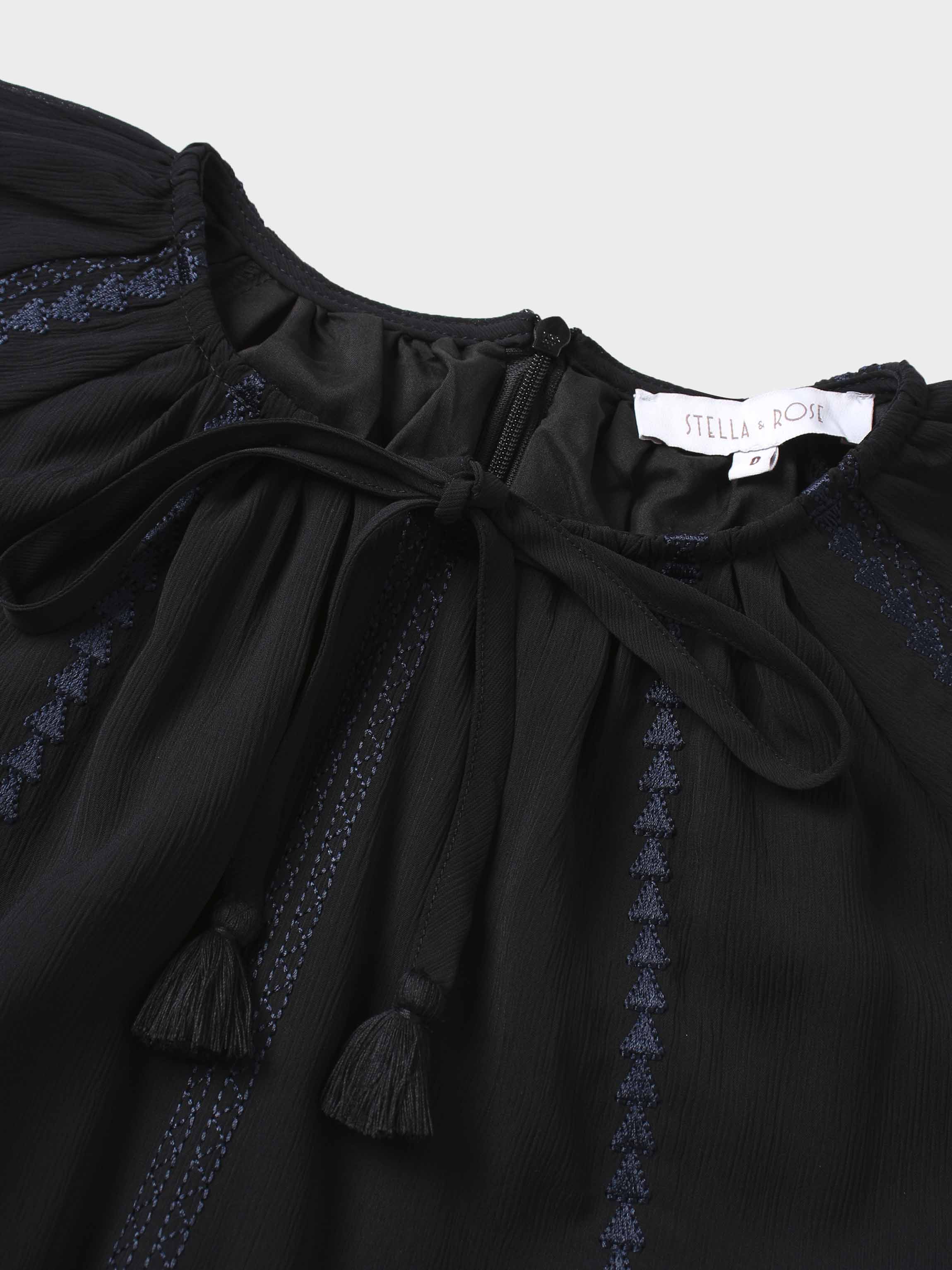 Tiered Dress-Black/Navy