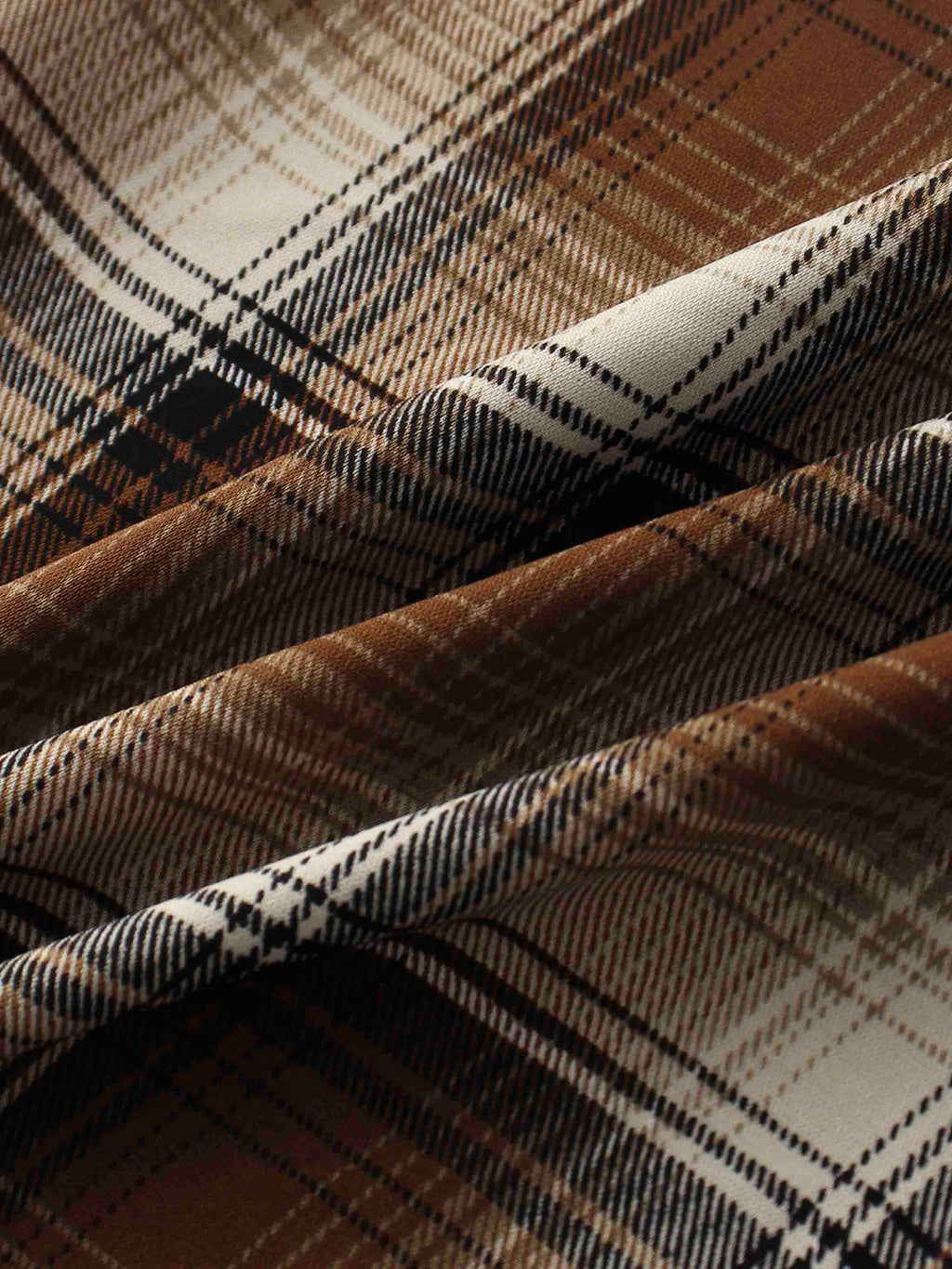 Button Down Blouse-Brown Plaid