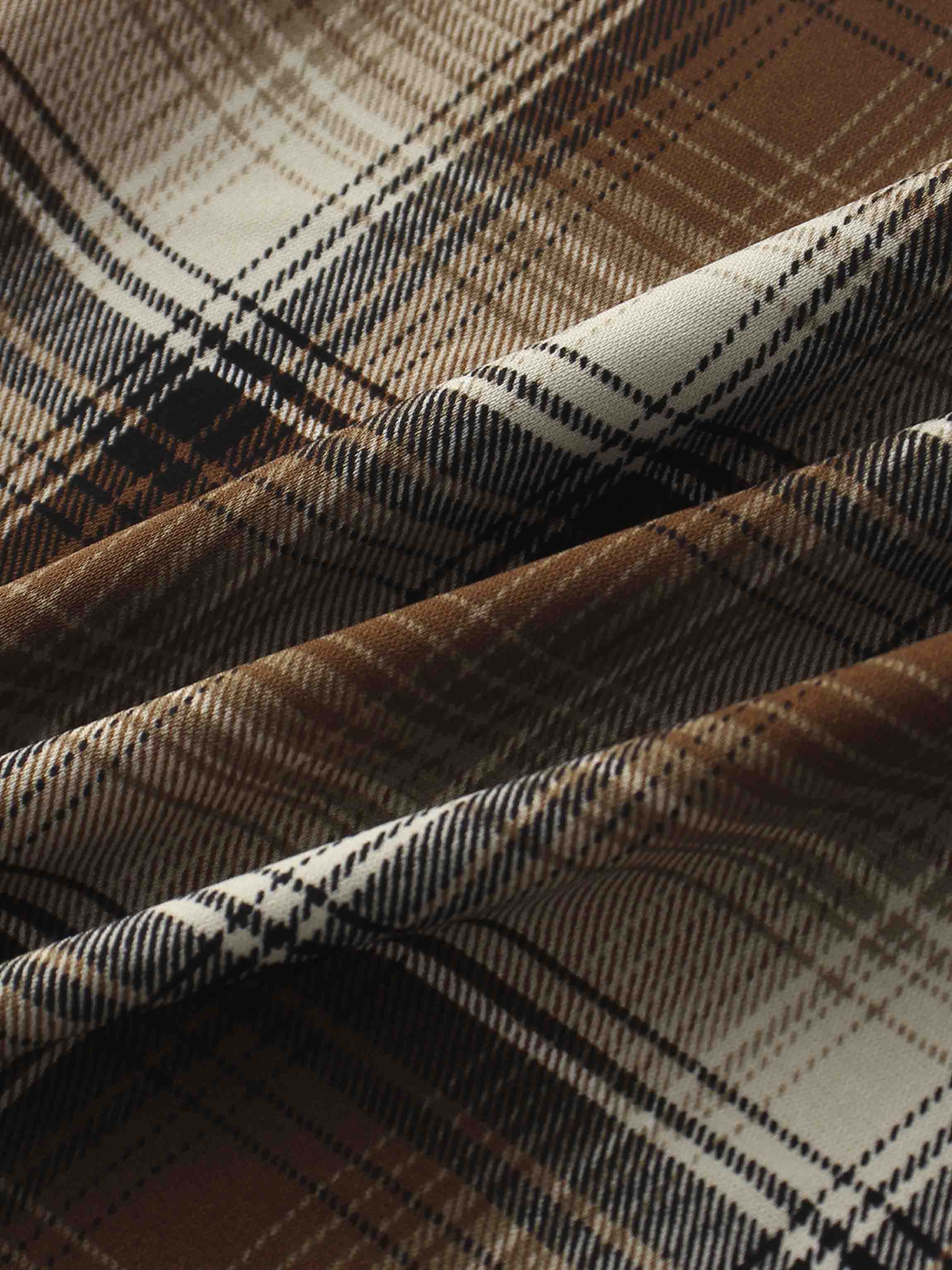 Button Down Blouse-Brown Plaid