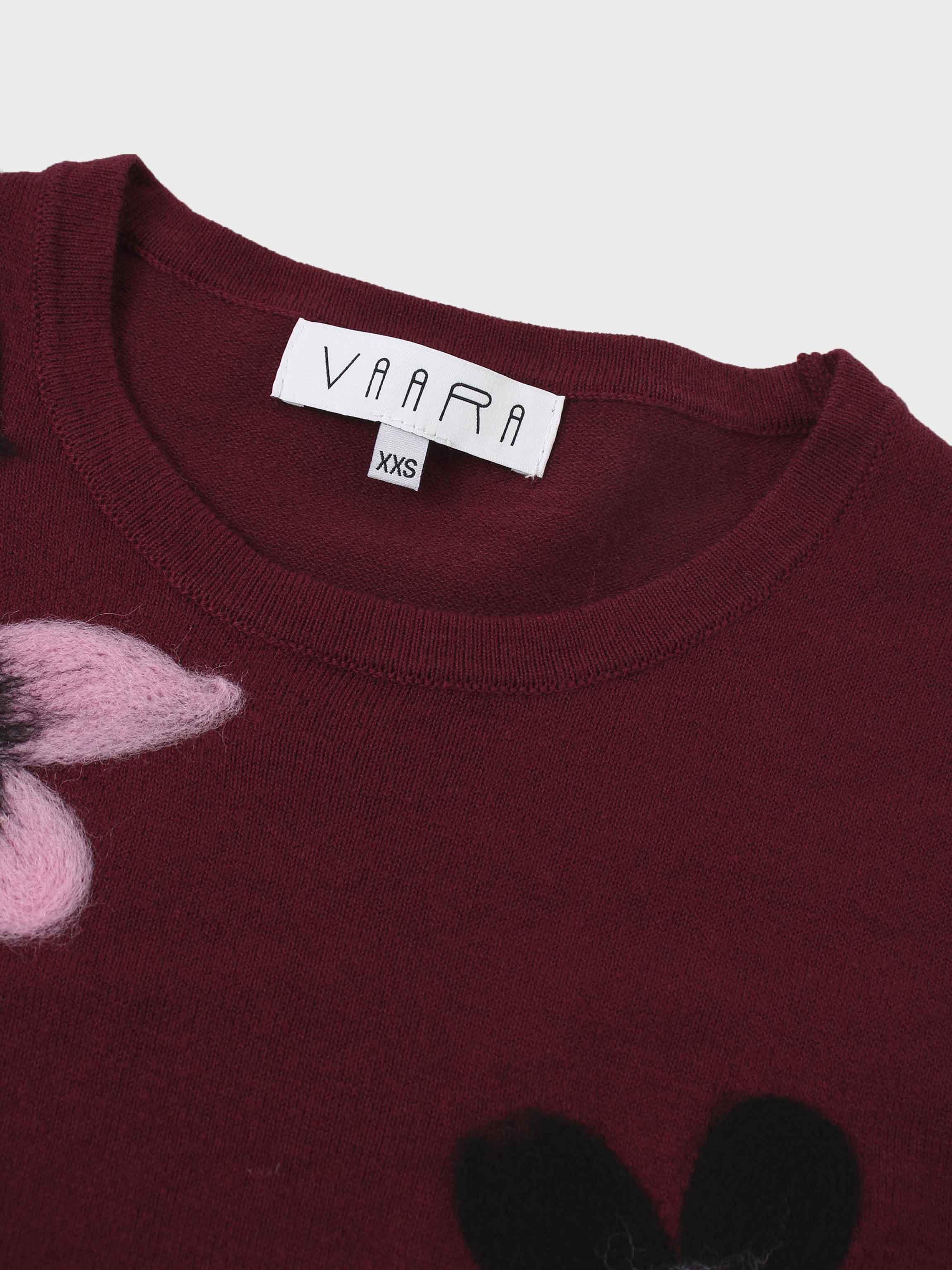 Textured Print Sweater-Burgundy Floral