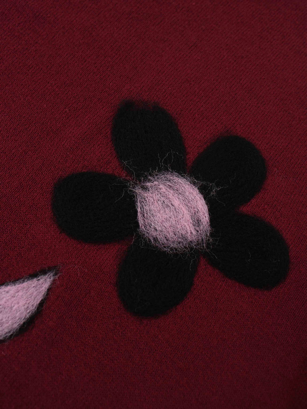 Textured Print Sweater-Burgundy Floral