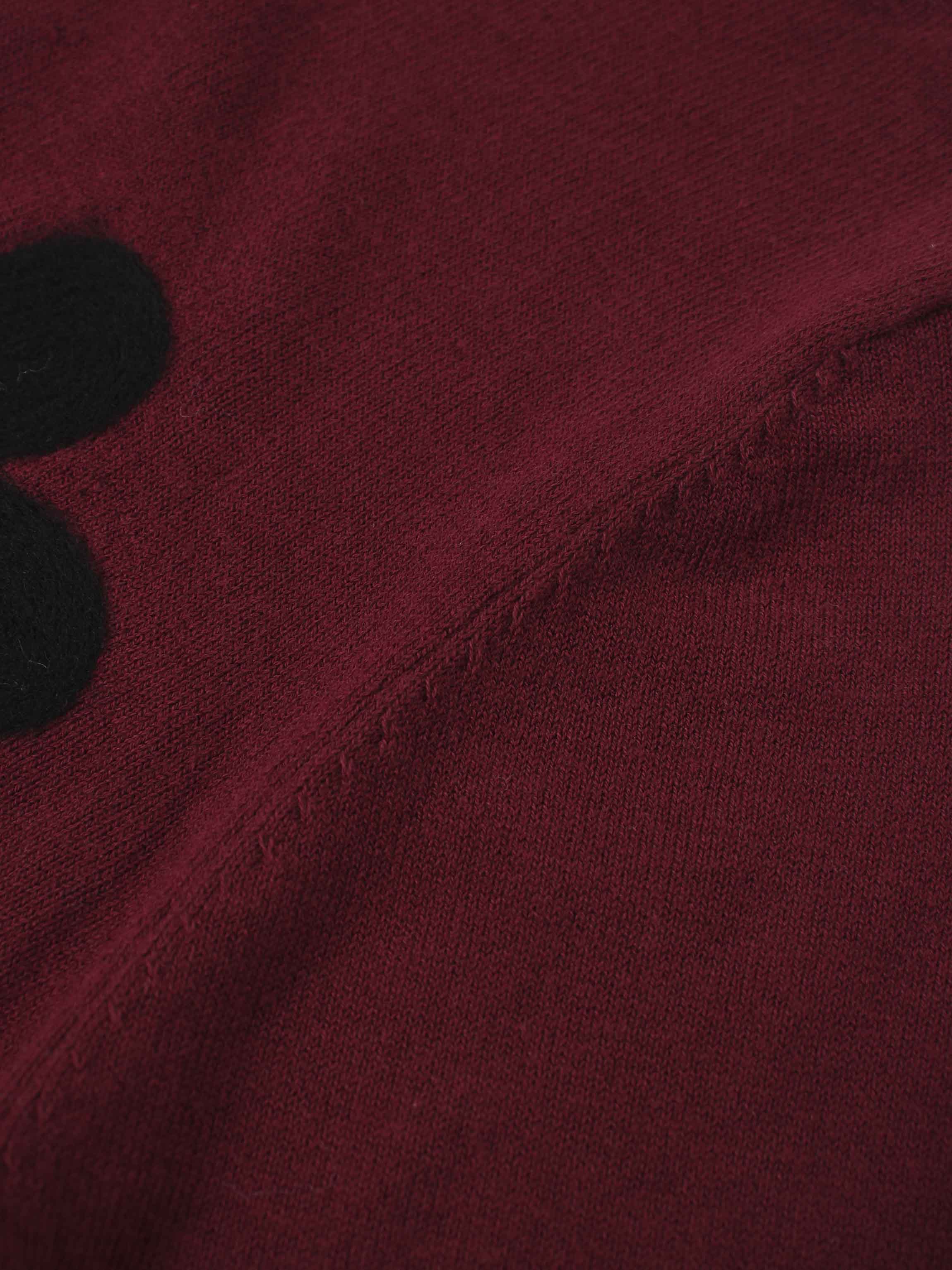 Textured Print Sweater-Burgundy Floral