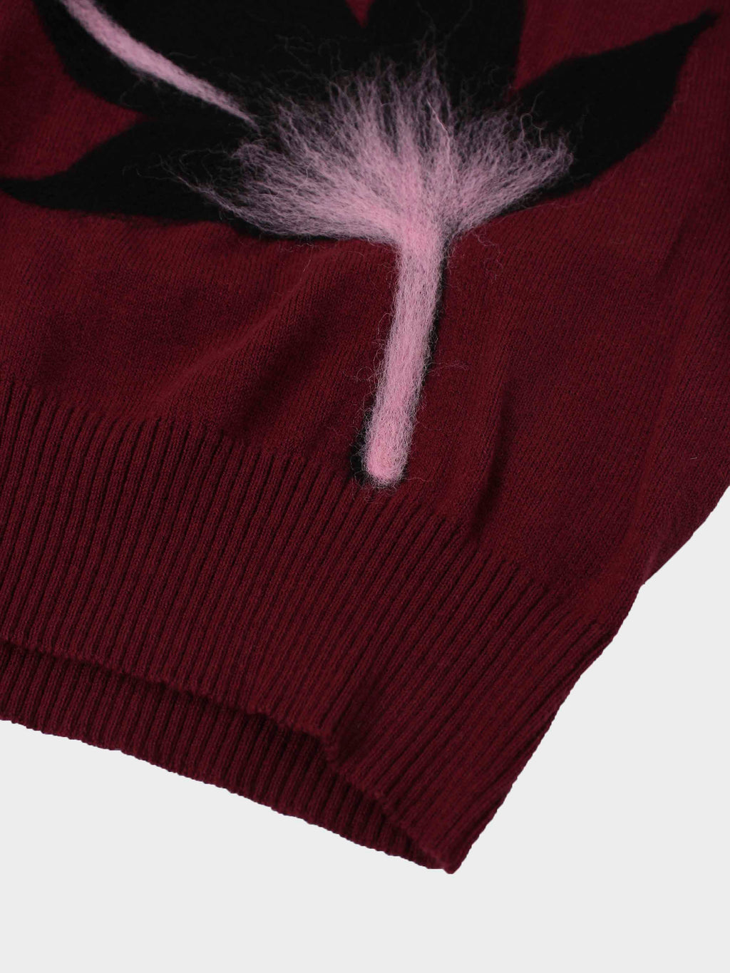 Textured Print Sweater-Burgundy Floral