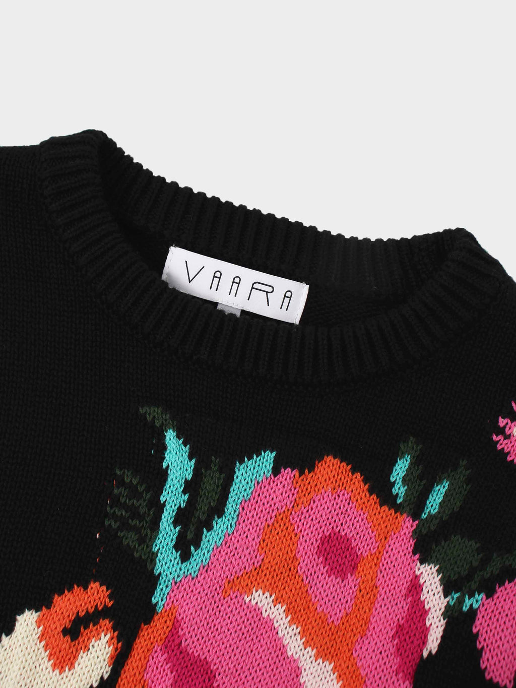 Floral Motif Sweater-Black
