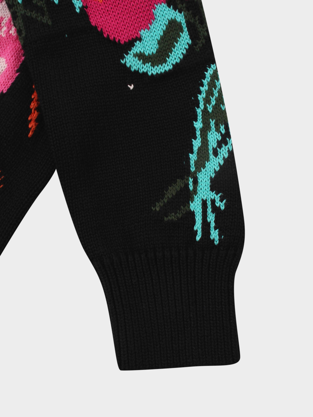 Floral Motif Sweater-Black