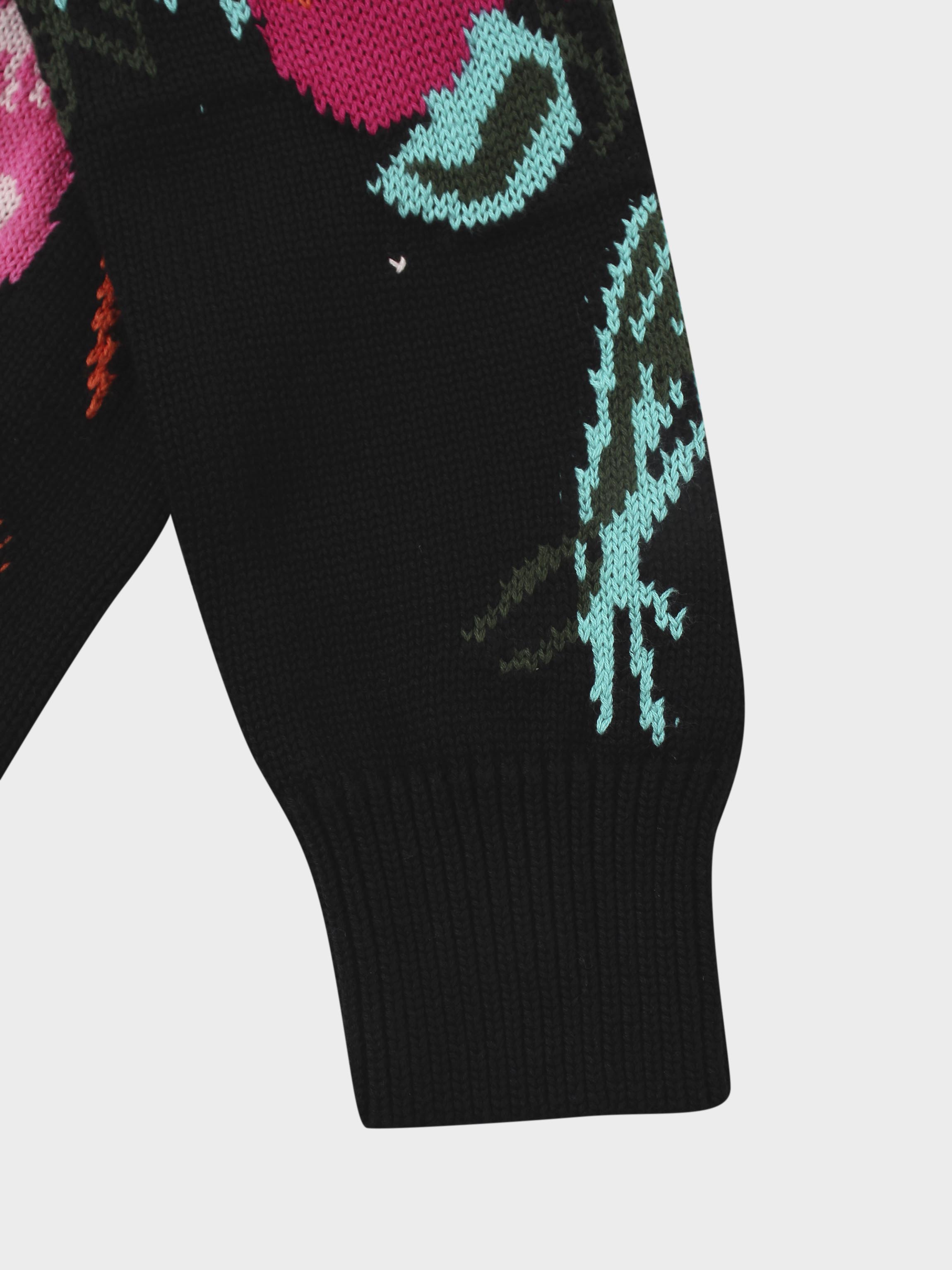 Floral Motif Sweater-Black