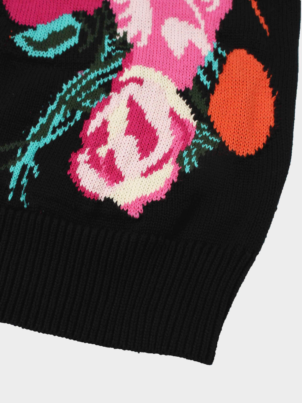 Floral Motif Sweater-Black