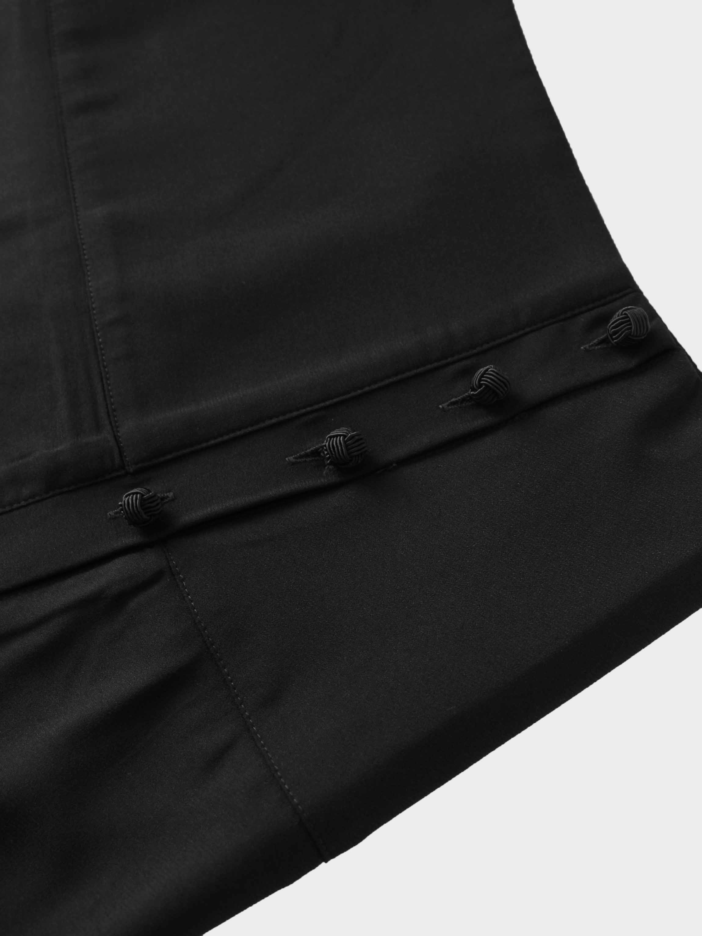 Side Button Yoke Skirt-Black