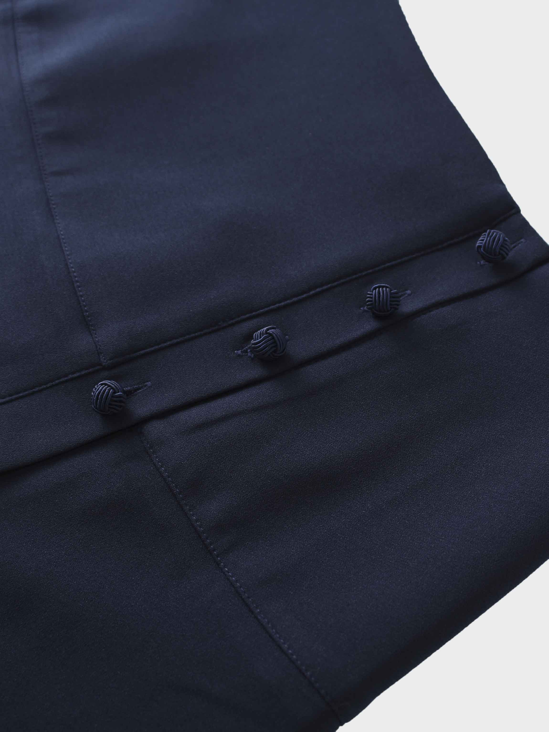 Side Button Yoke Skirt-Navy