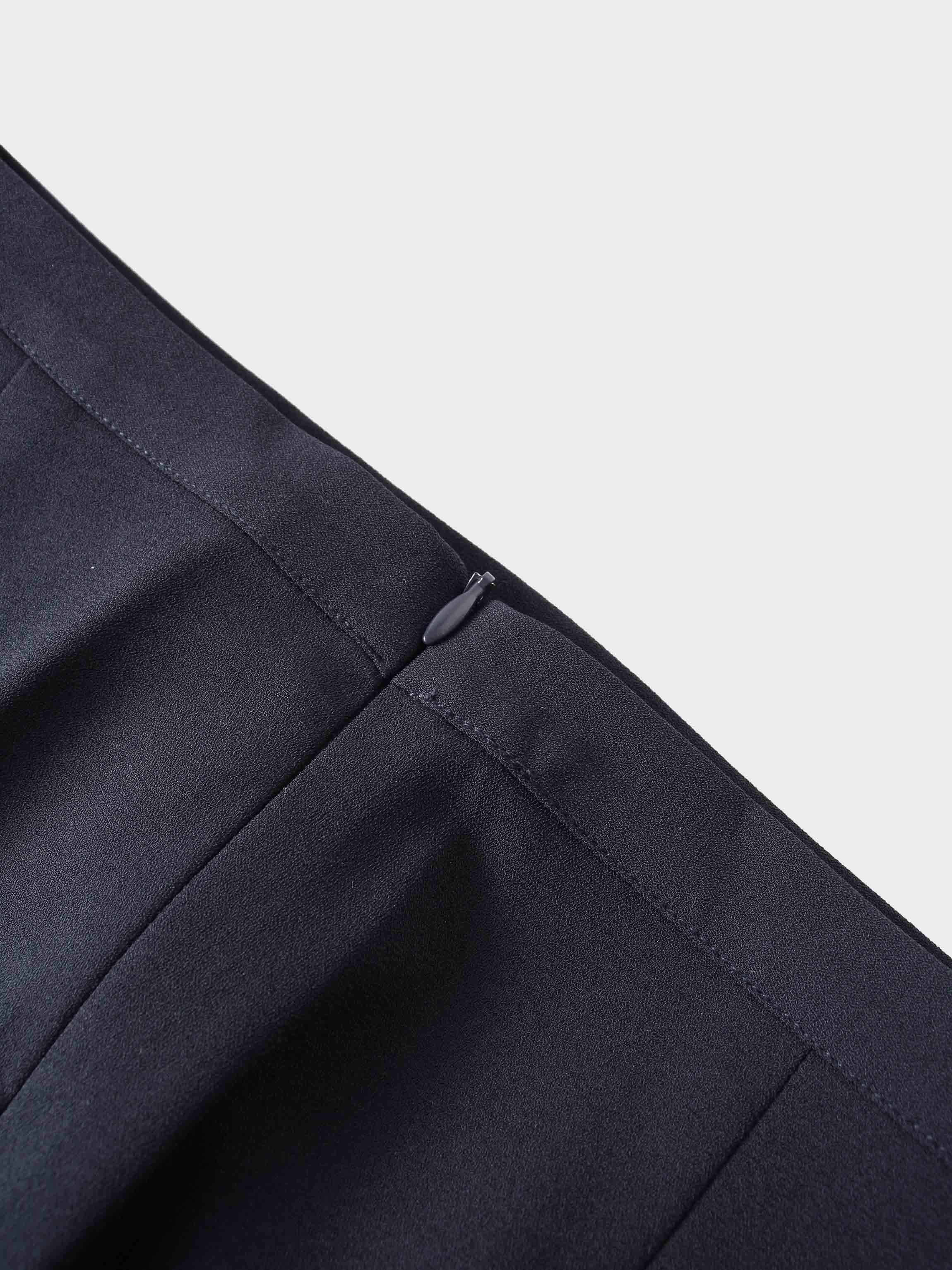 Straight Kick Pleat Maxi Skirt-Navy