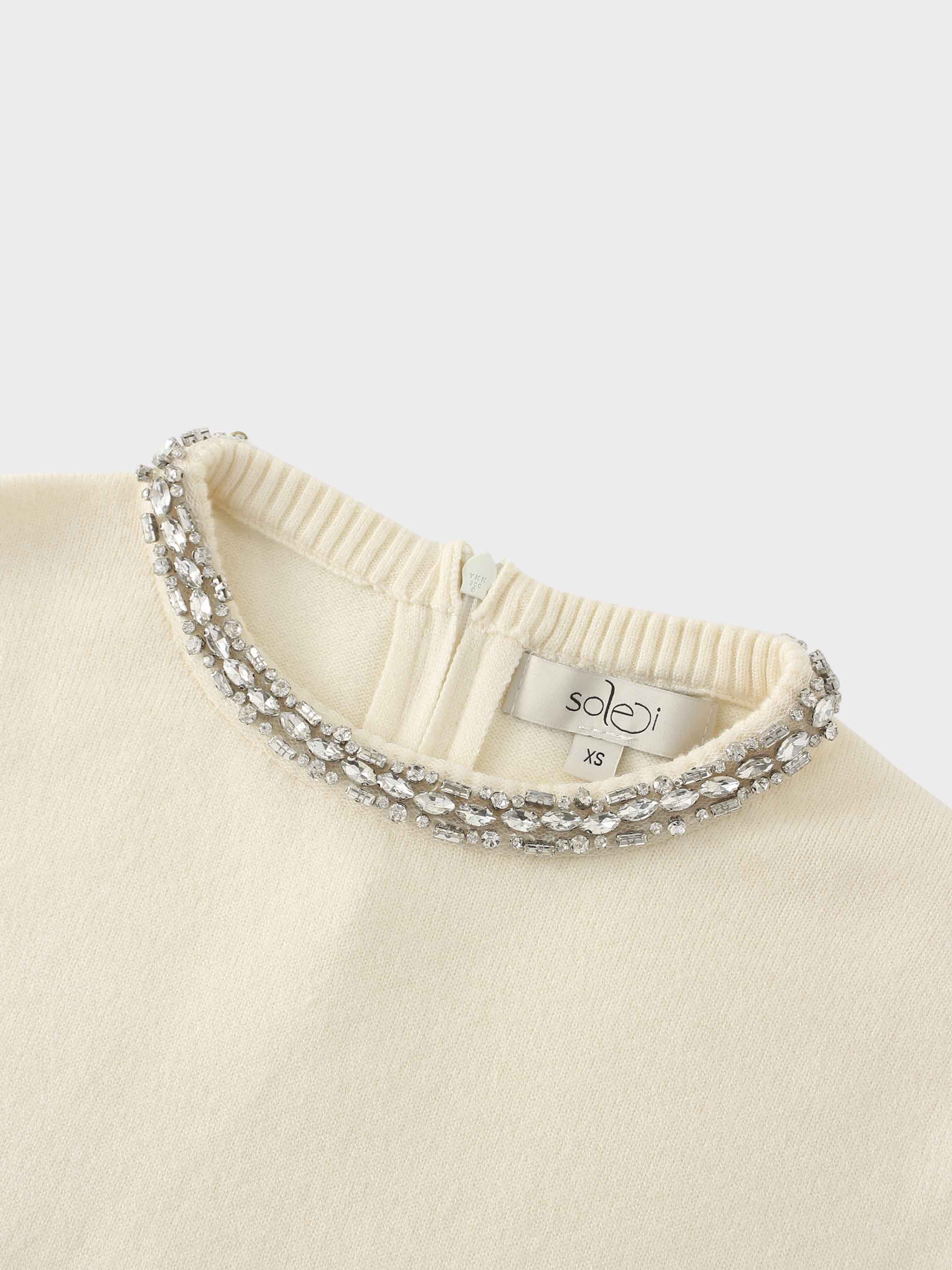 Embellished Crew Sweater-Ivory