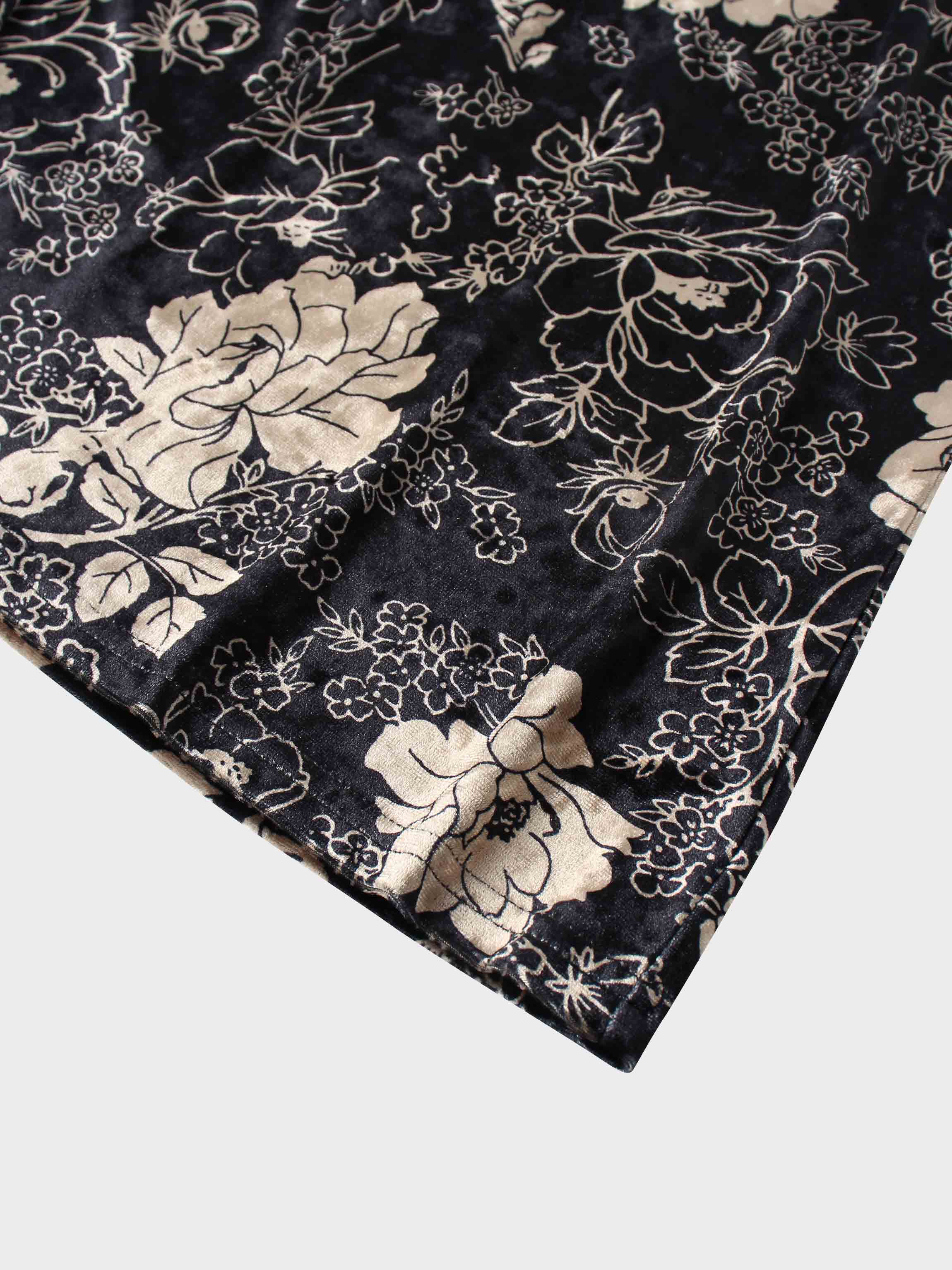 Printed Velour Turtleneck-Gold Floral