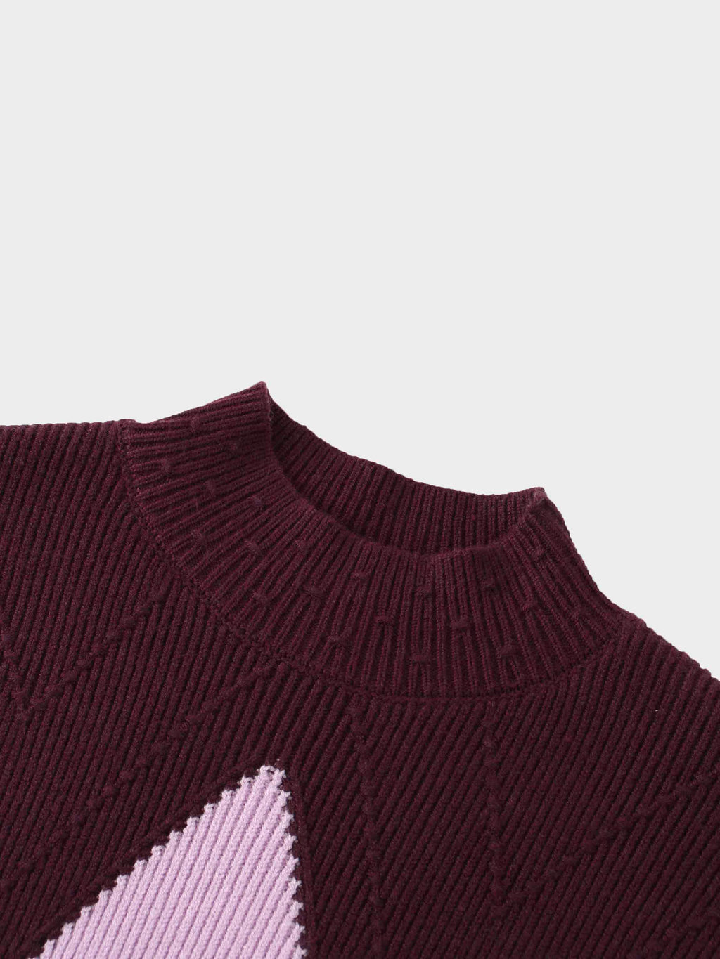 Center Diamond Sweater-Wine/Lilac