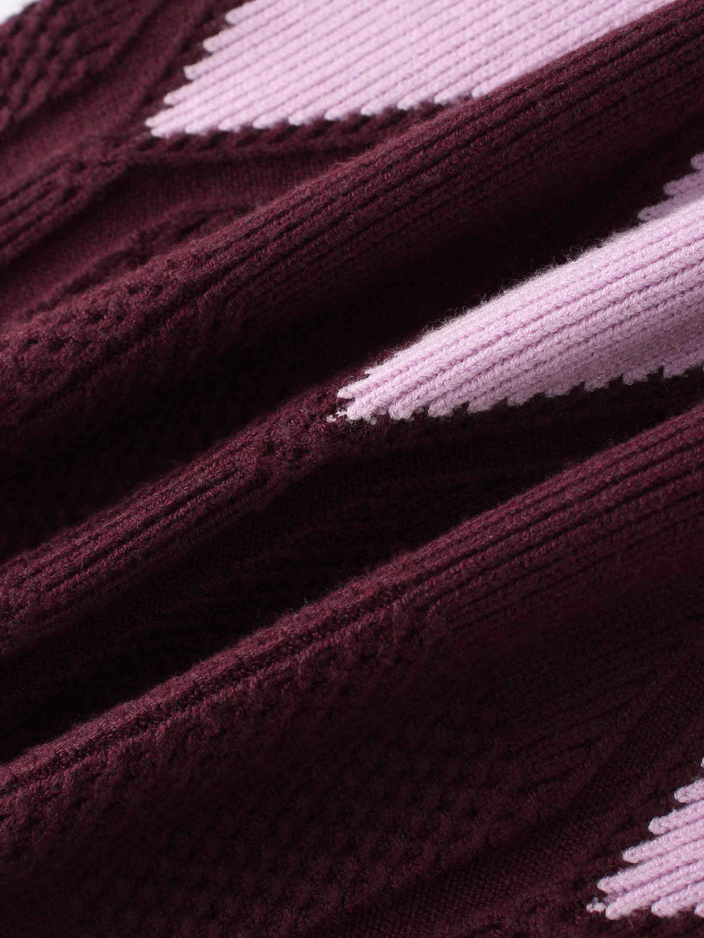 Center Diamond Sweater-Wine/Lilac