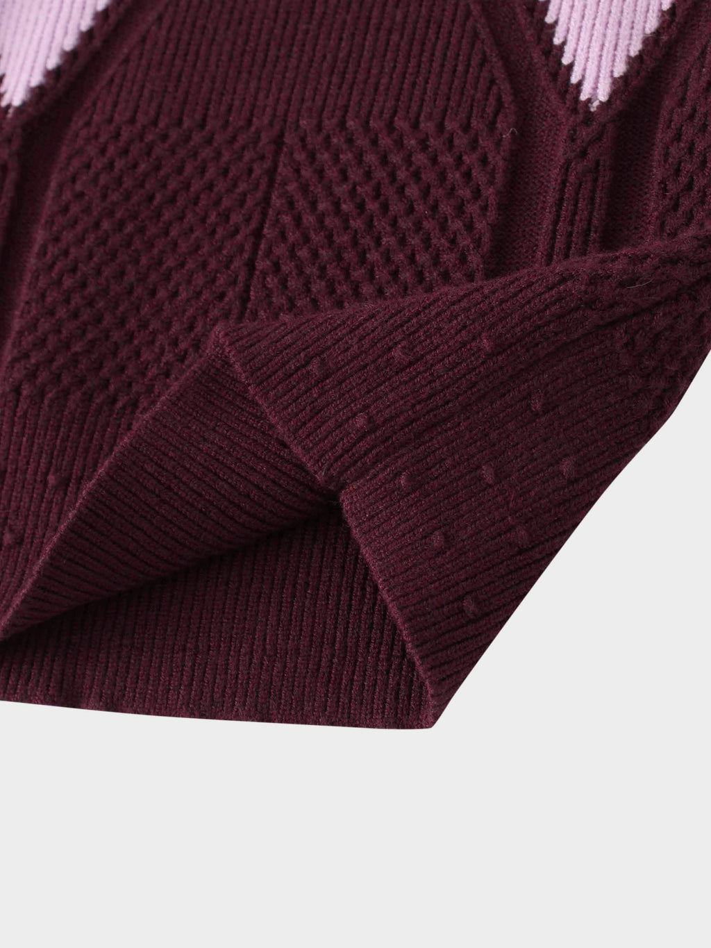 Center Diamond Sweater-Wine/Lilac