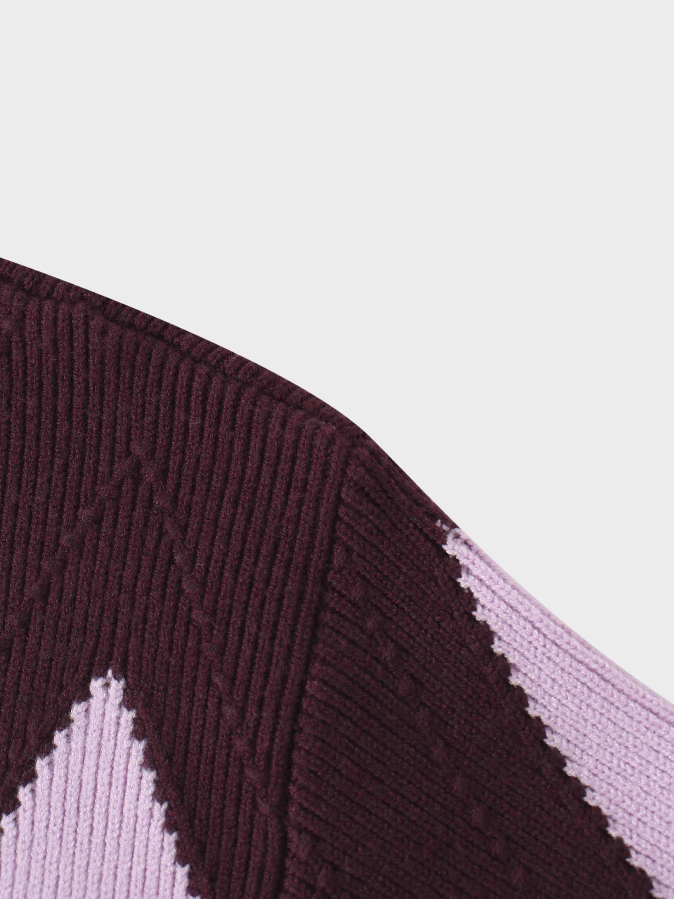 Center Diamond Sweater-Wine/Lilac