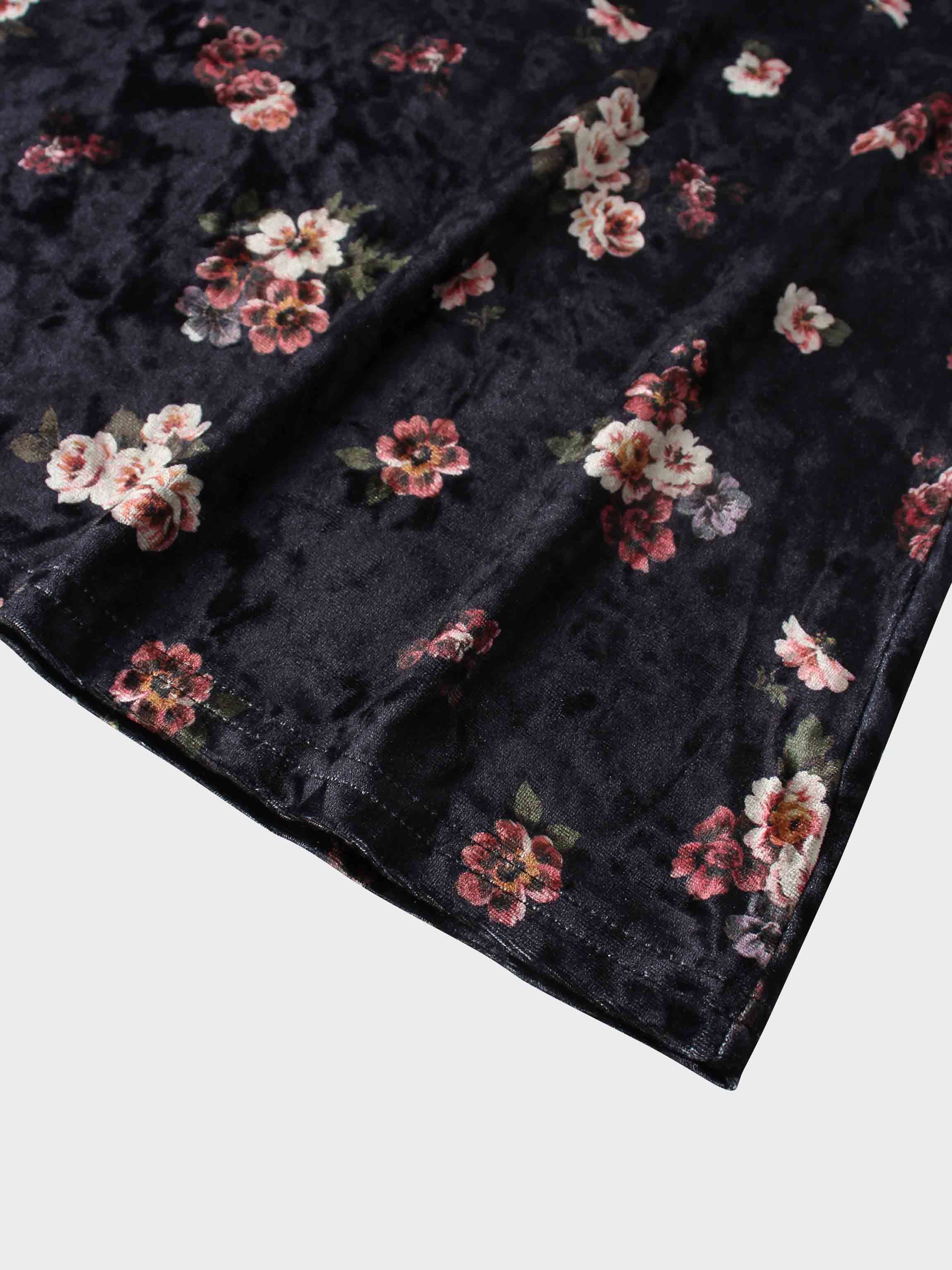 Printed Velour Turtleneck-Rosy