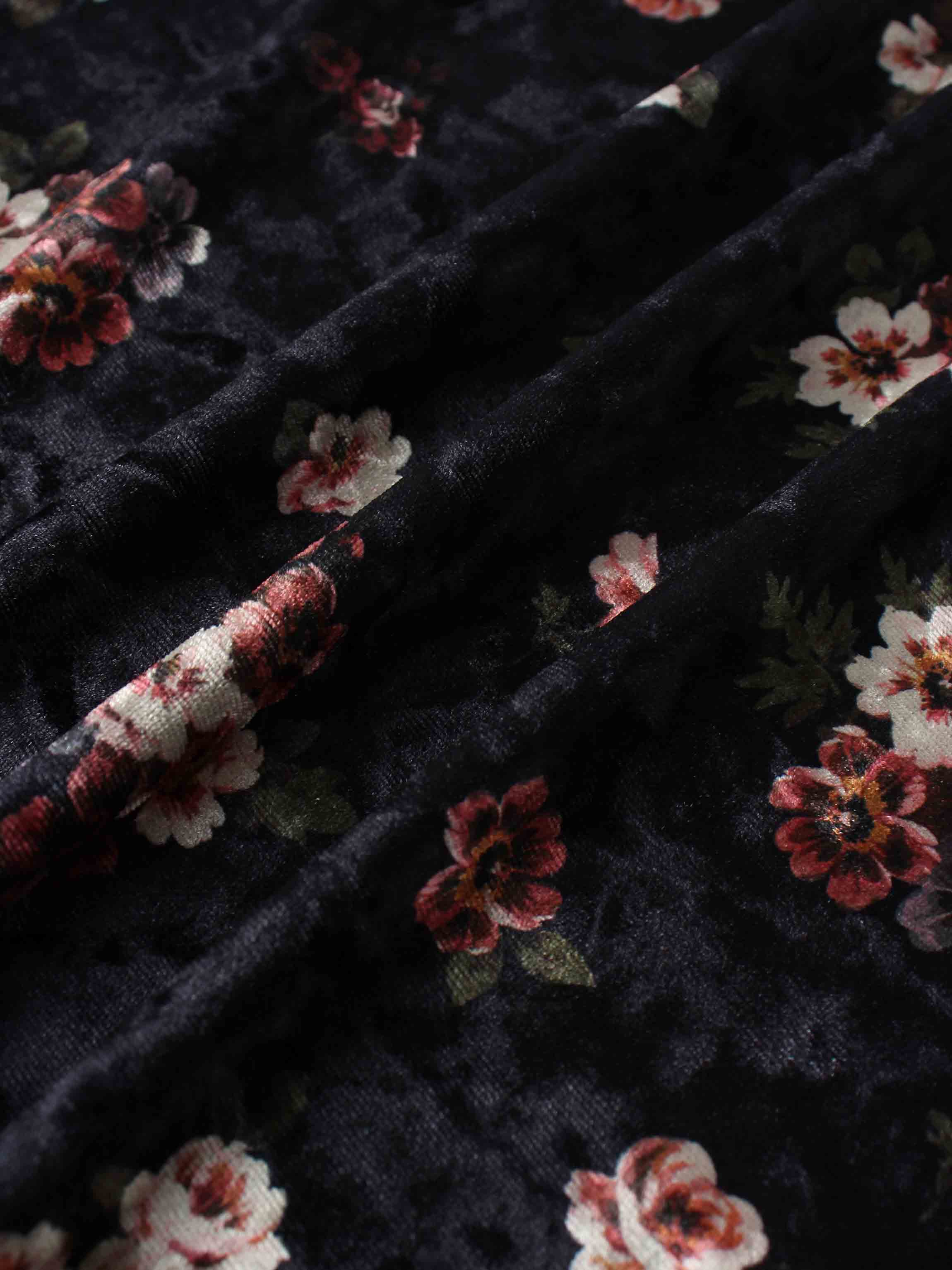 Printed Velour Turtleneck-Rosy