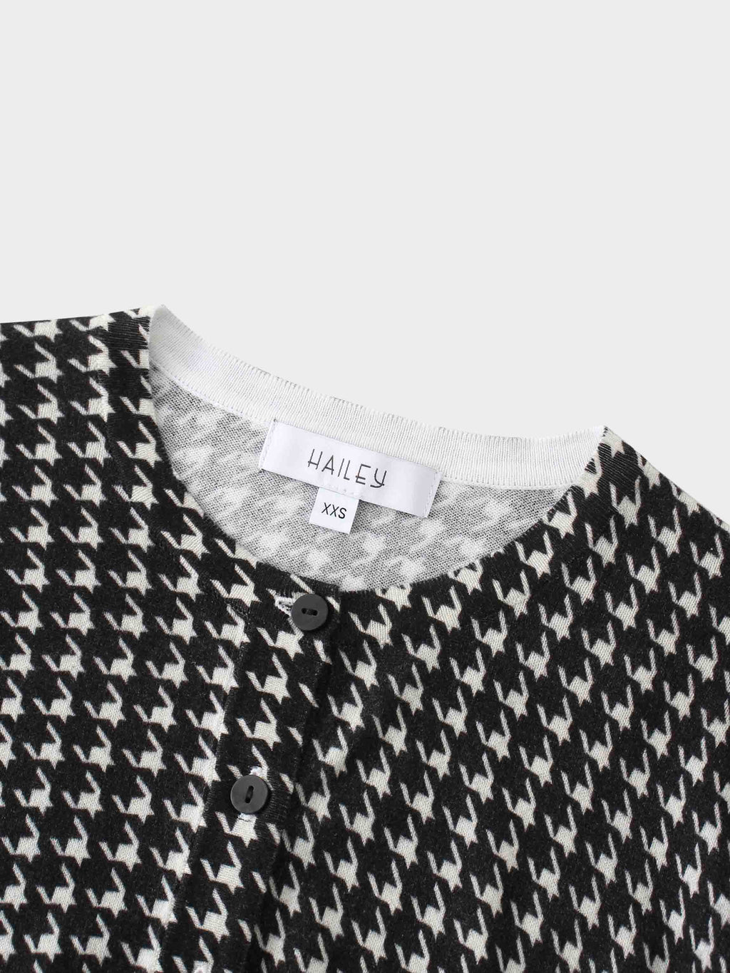 Printed Cardigan Short-Black and White Houndstooth
