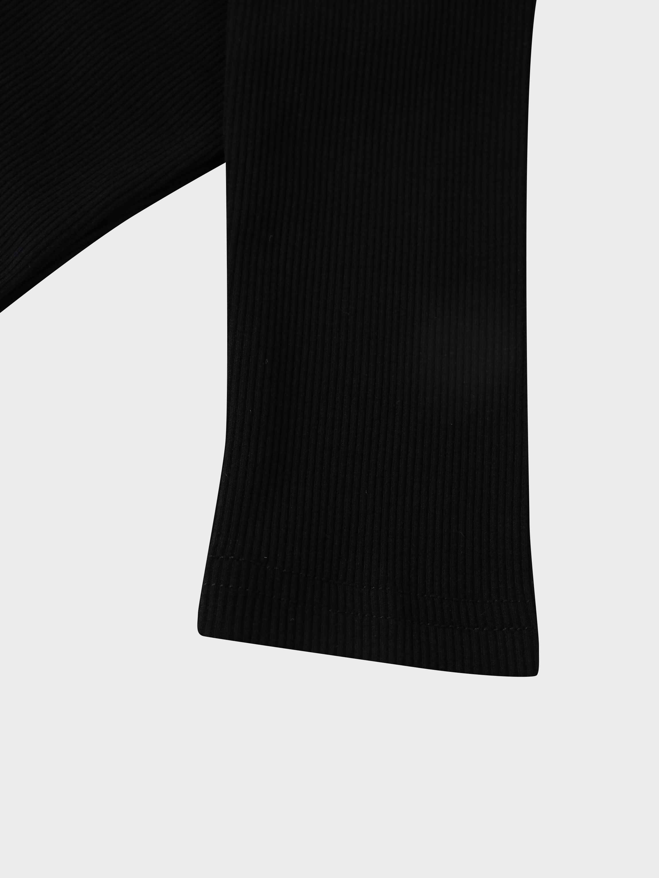 Soft Ribbed High V Tee-Black