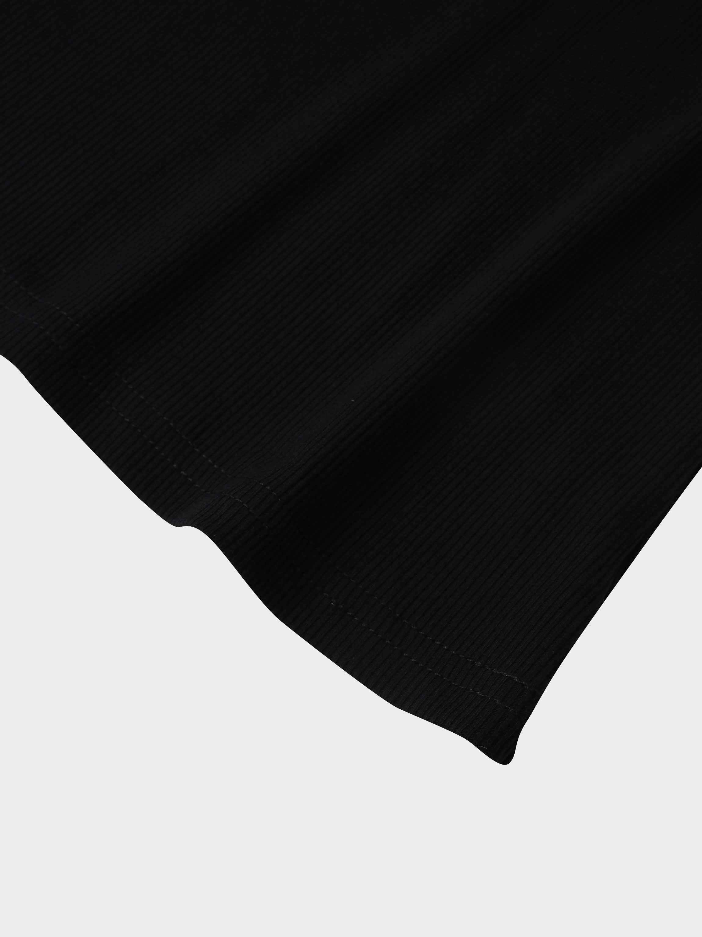 Soft Ribbed High V Tee-Black