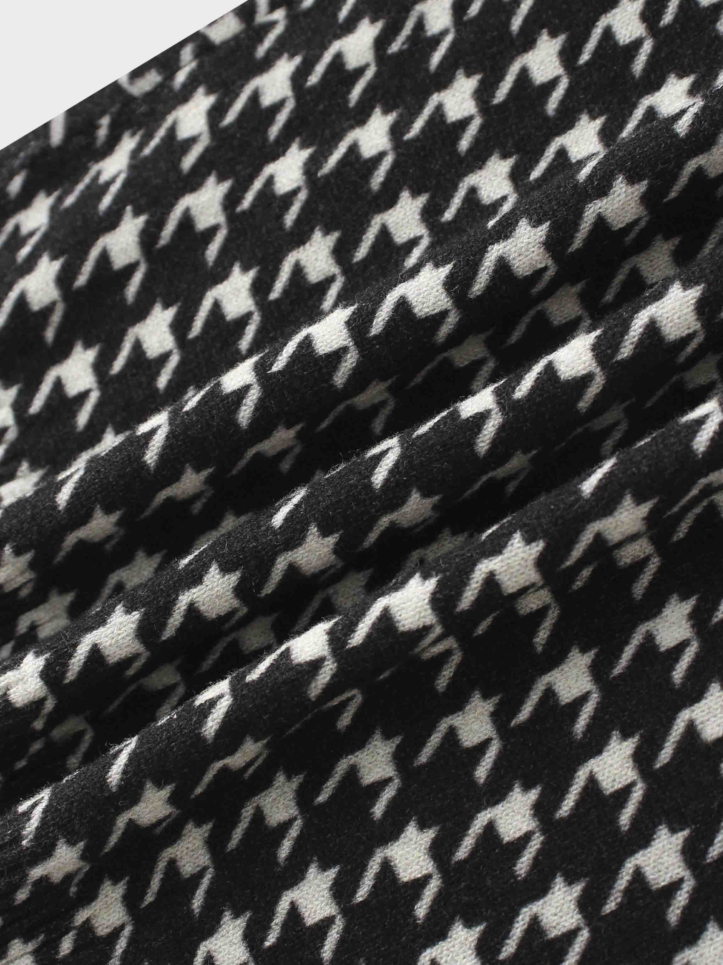 Printed Cardigan Short-Black and White Houndstooth