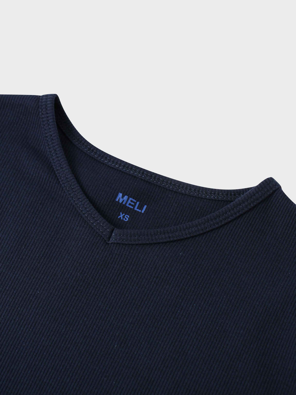 Soft Ribbed High V Tee-Navy