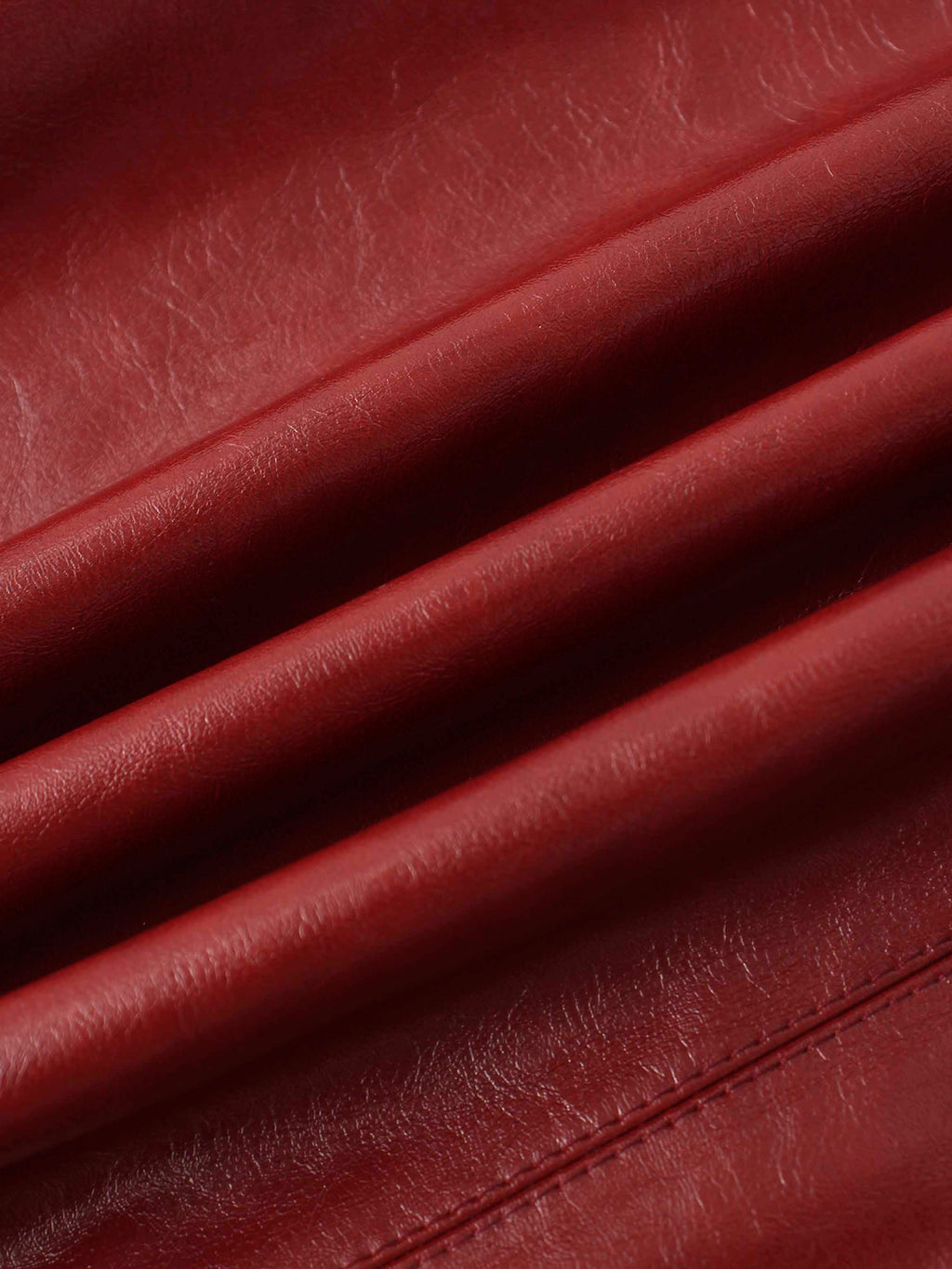 Coated Faux Leather A-Line Skirt-Burgundy