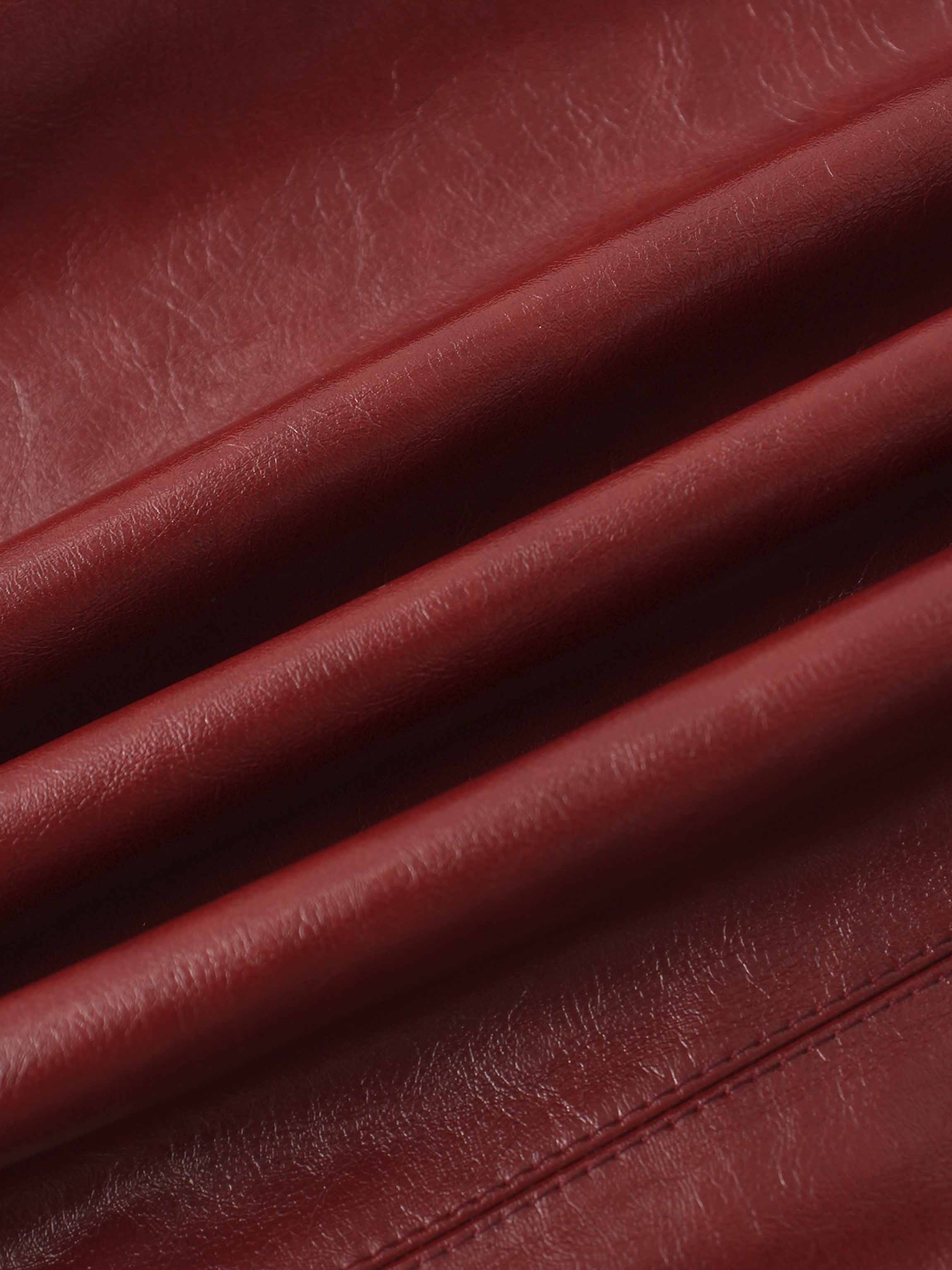 Coated Faux Leather A-Line Skirt-Burgundy