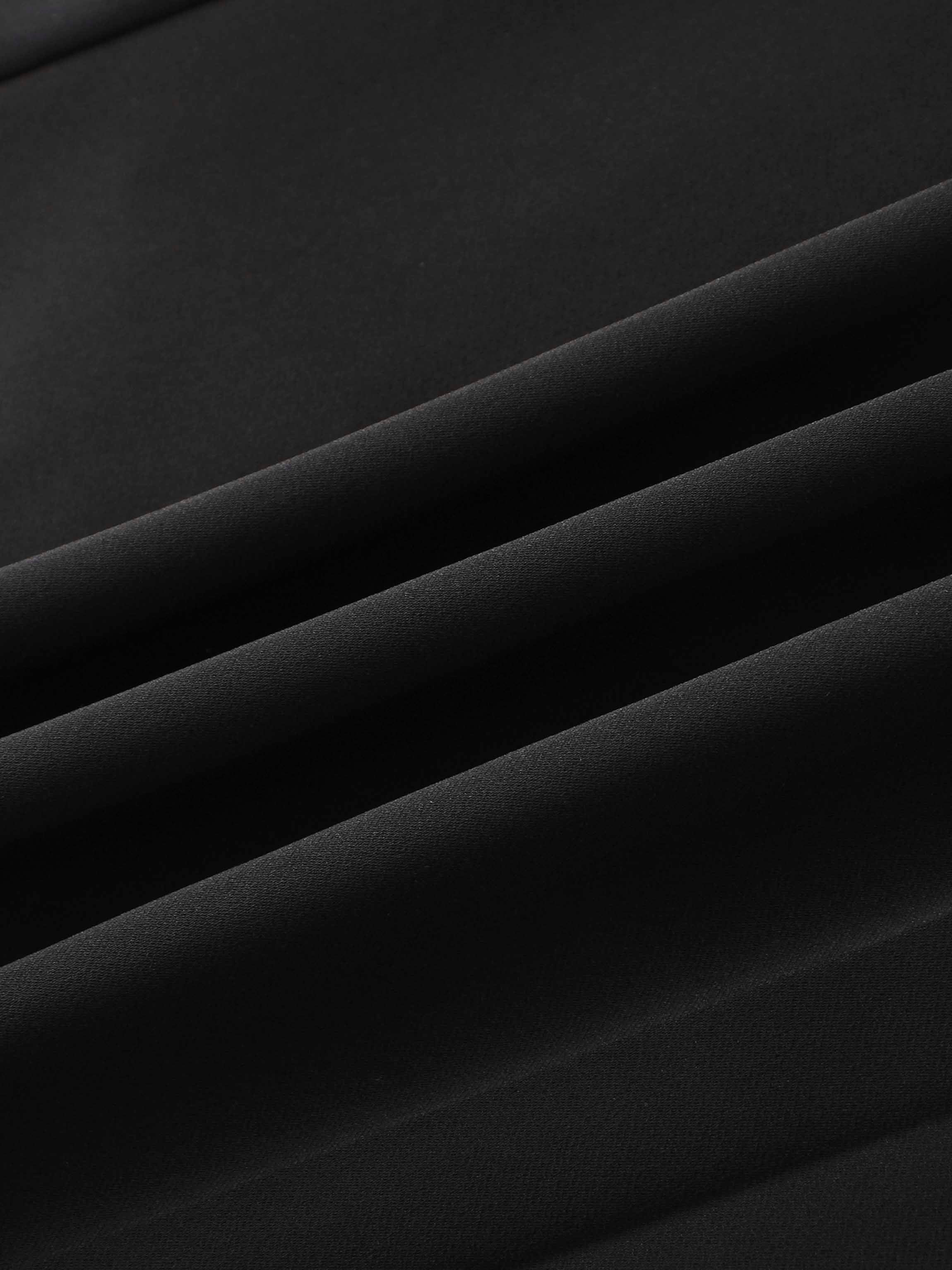 Side Pleat A-Line Short Skirt-Black