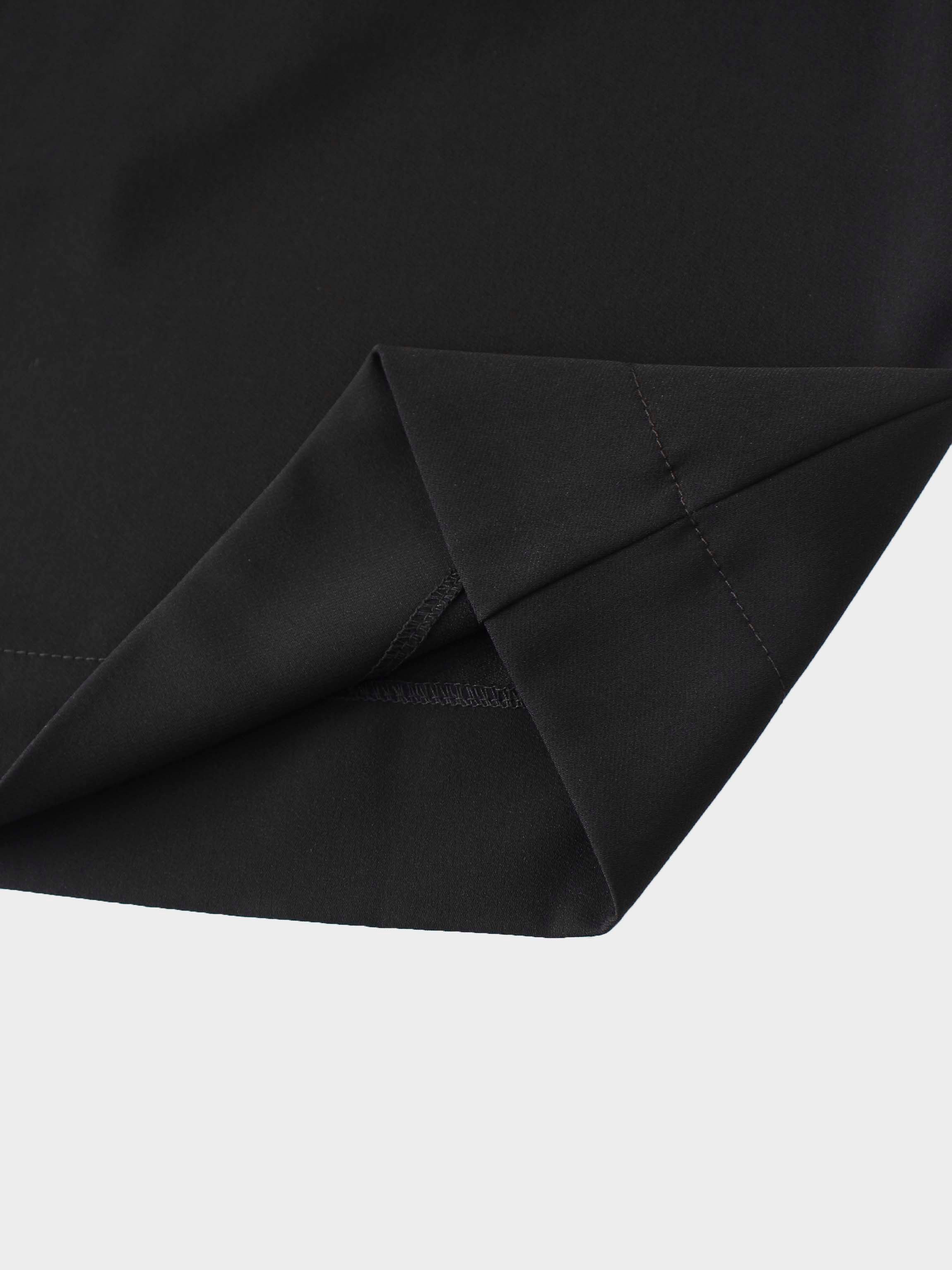 Side Pleat A-Line Short Skirt-Black