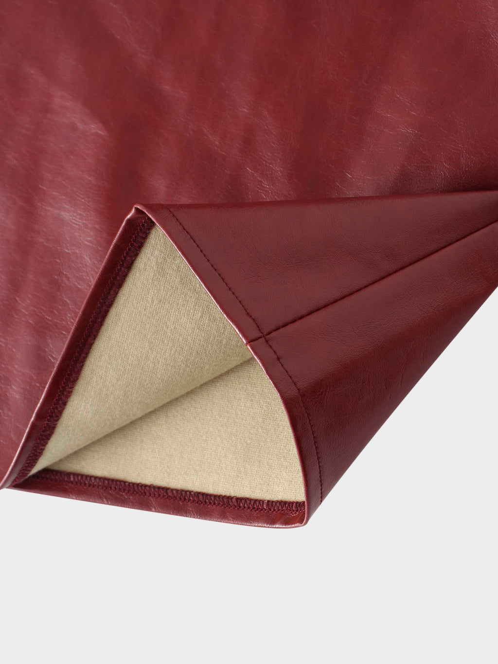 Coated Faux Leather A-Line Skirt-Burgundy