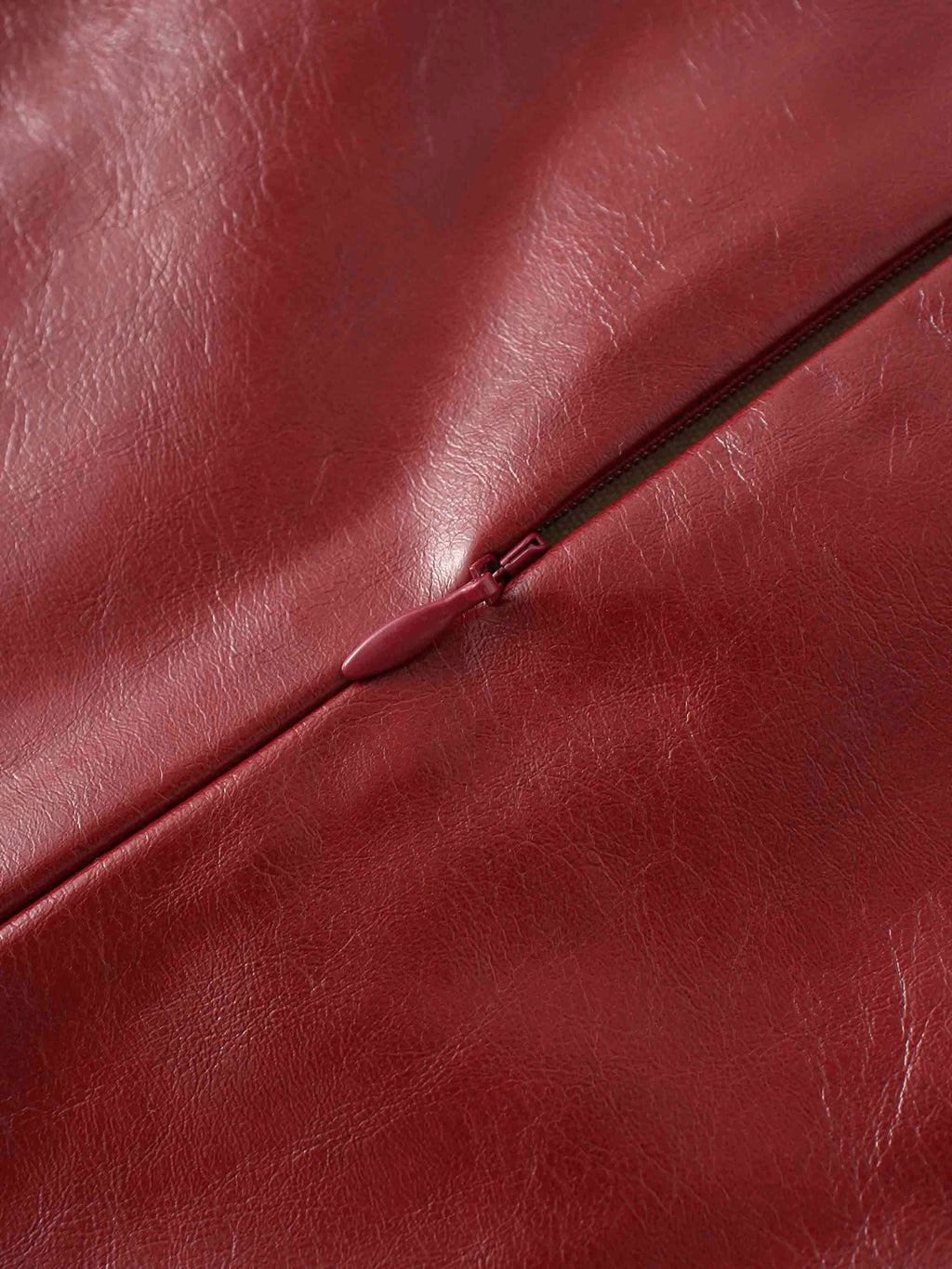 Coated Faux Leather A-Line Skirt-Burgundy