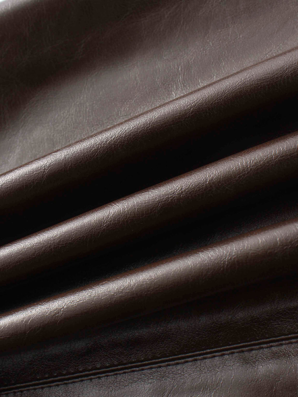 Coated Faux Leather A-Line Skirt-Brown