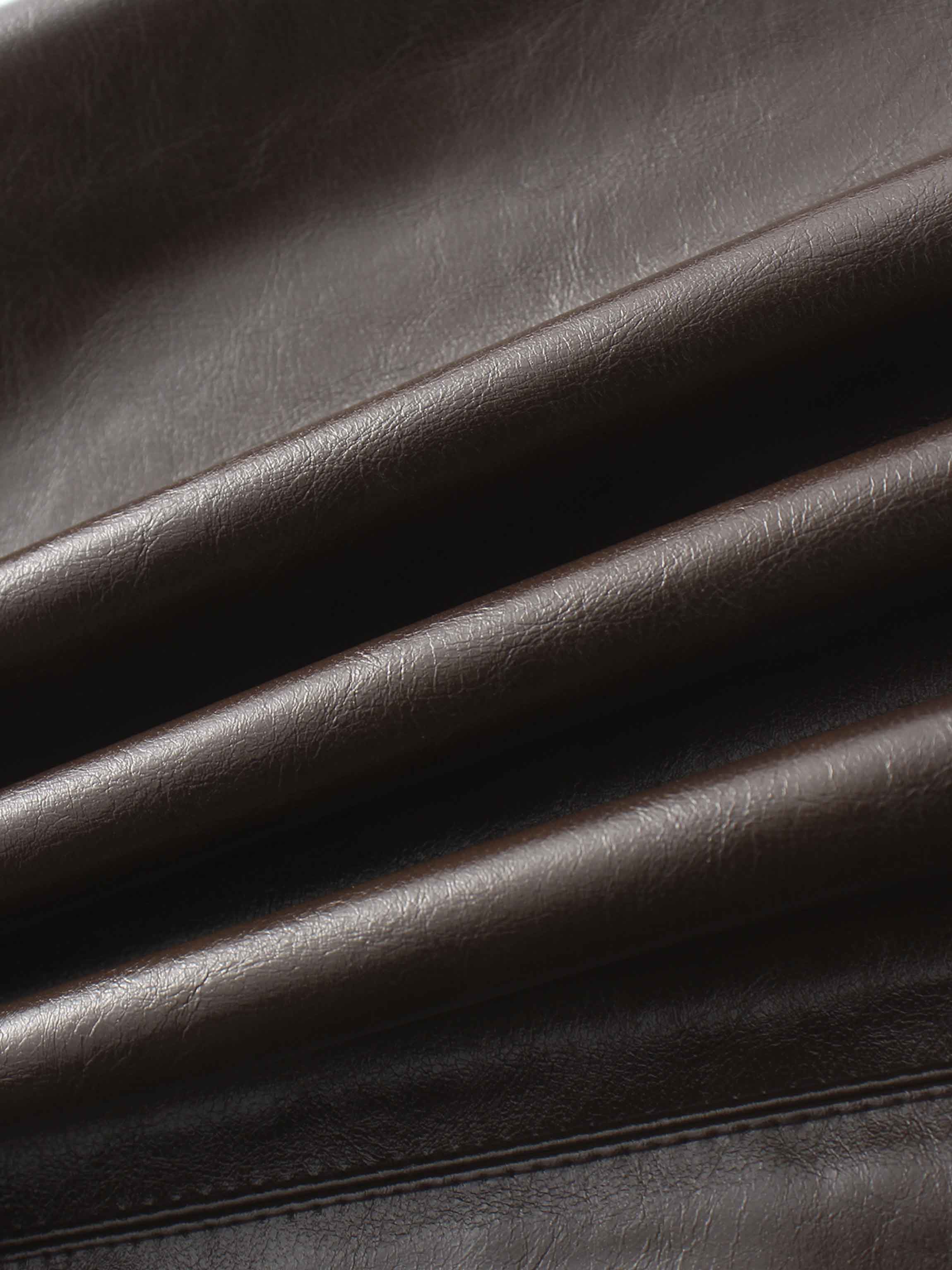 Coated Faux Leather A-Line Skirt-Brown