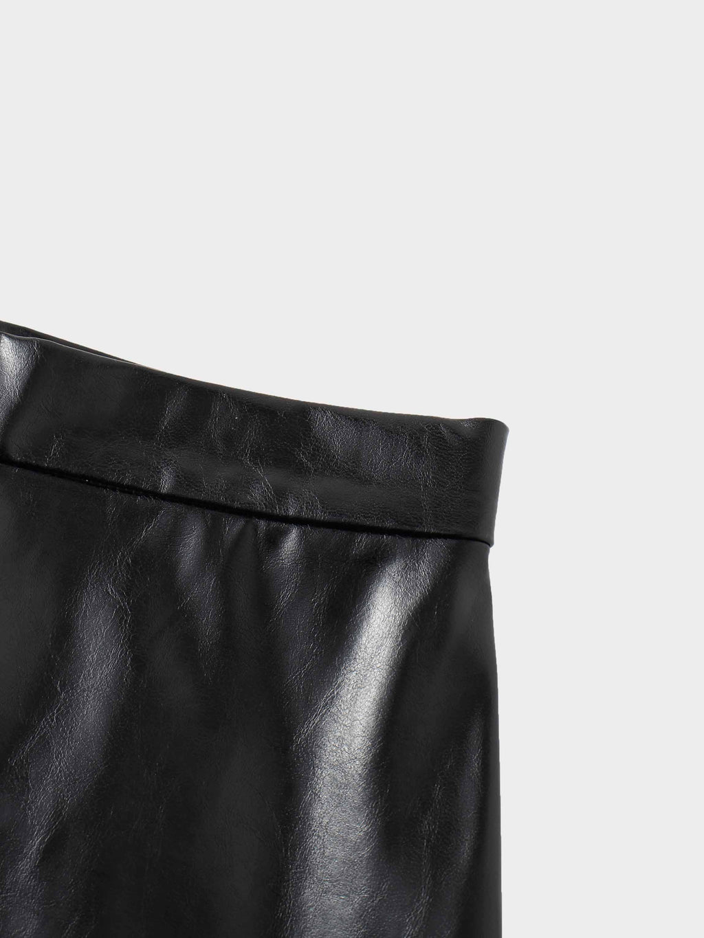 Coated Faux Leather A-Line Skirt-Black