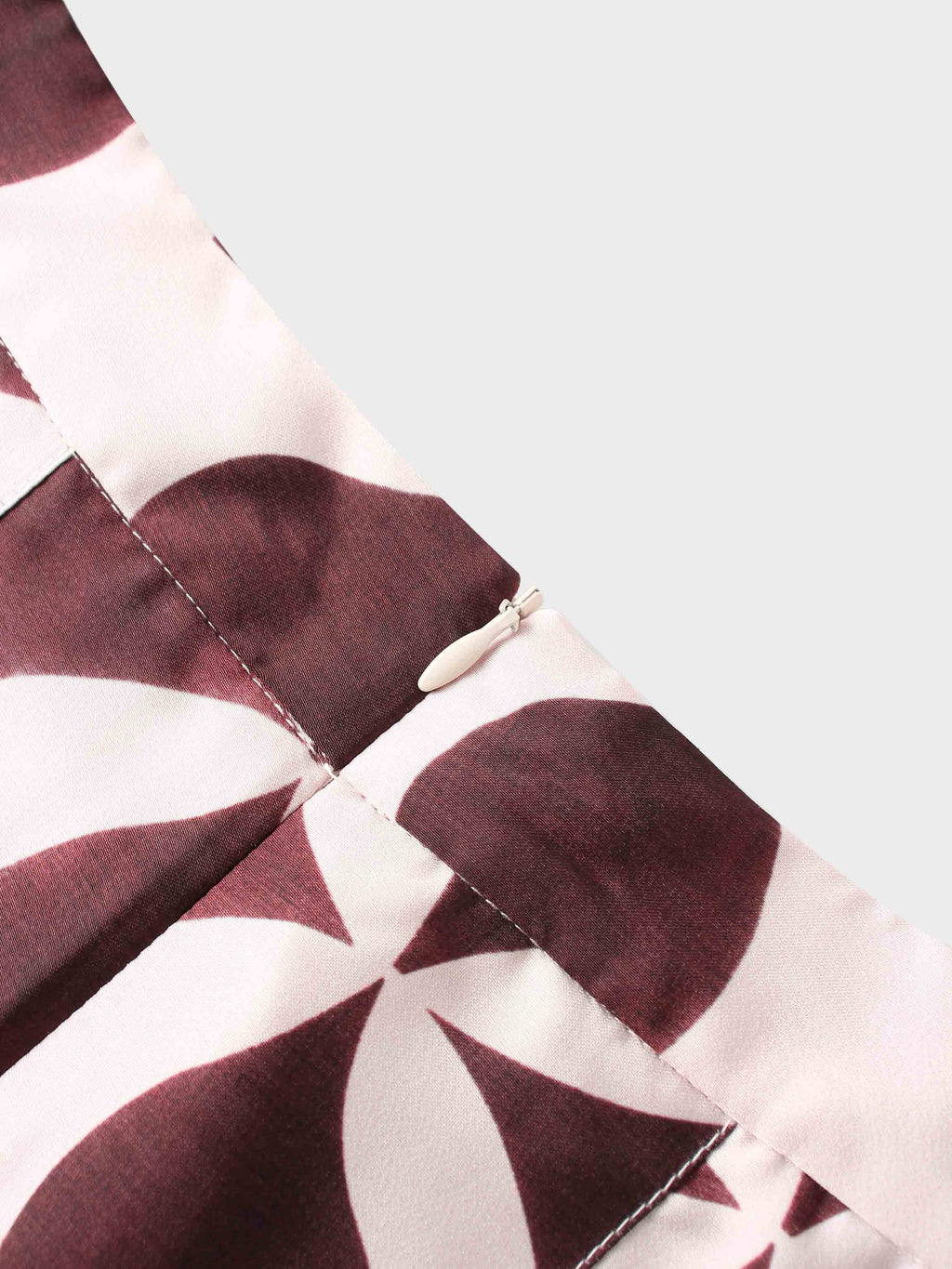 Geometric Pleat Skirt-Burgundy/Pink