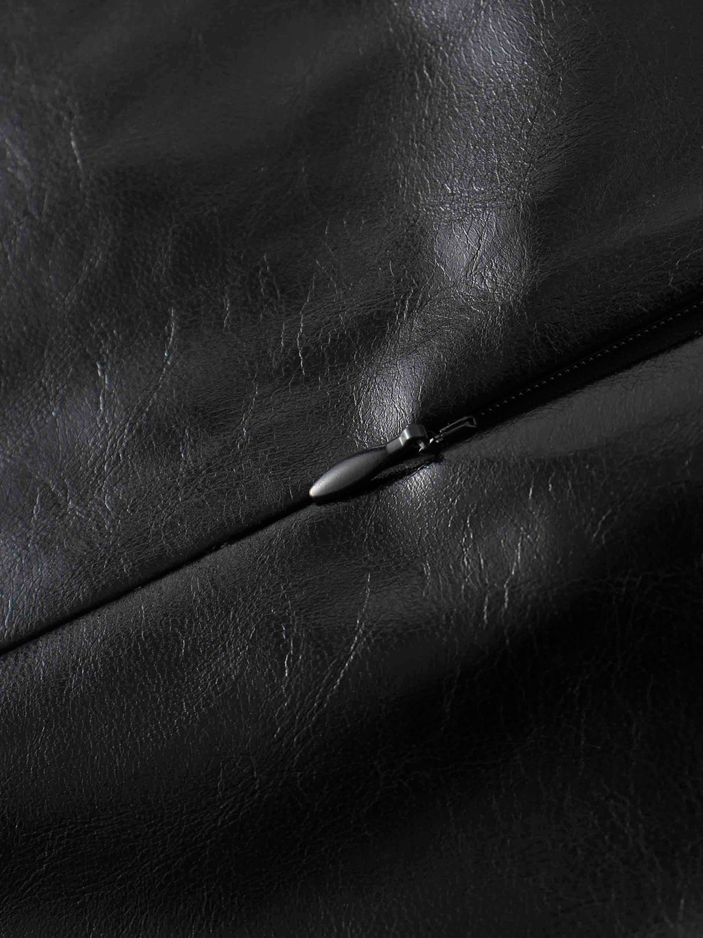 Coated Faux Leather A-Line Skirt-Black