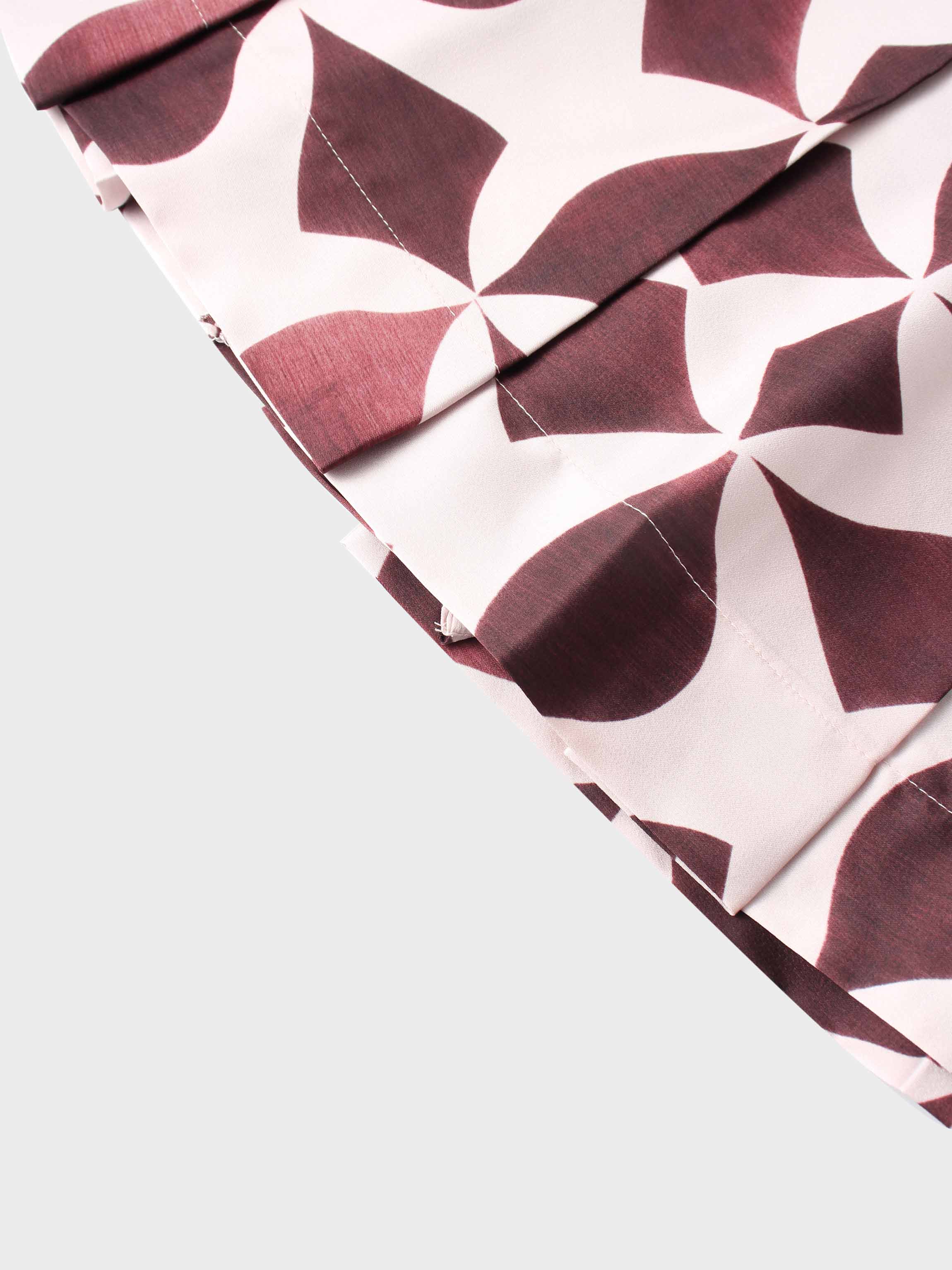 Geometric Pleat Skirt-Burgundy/Pink