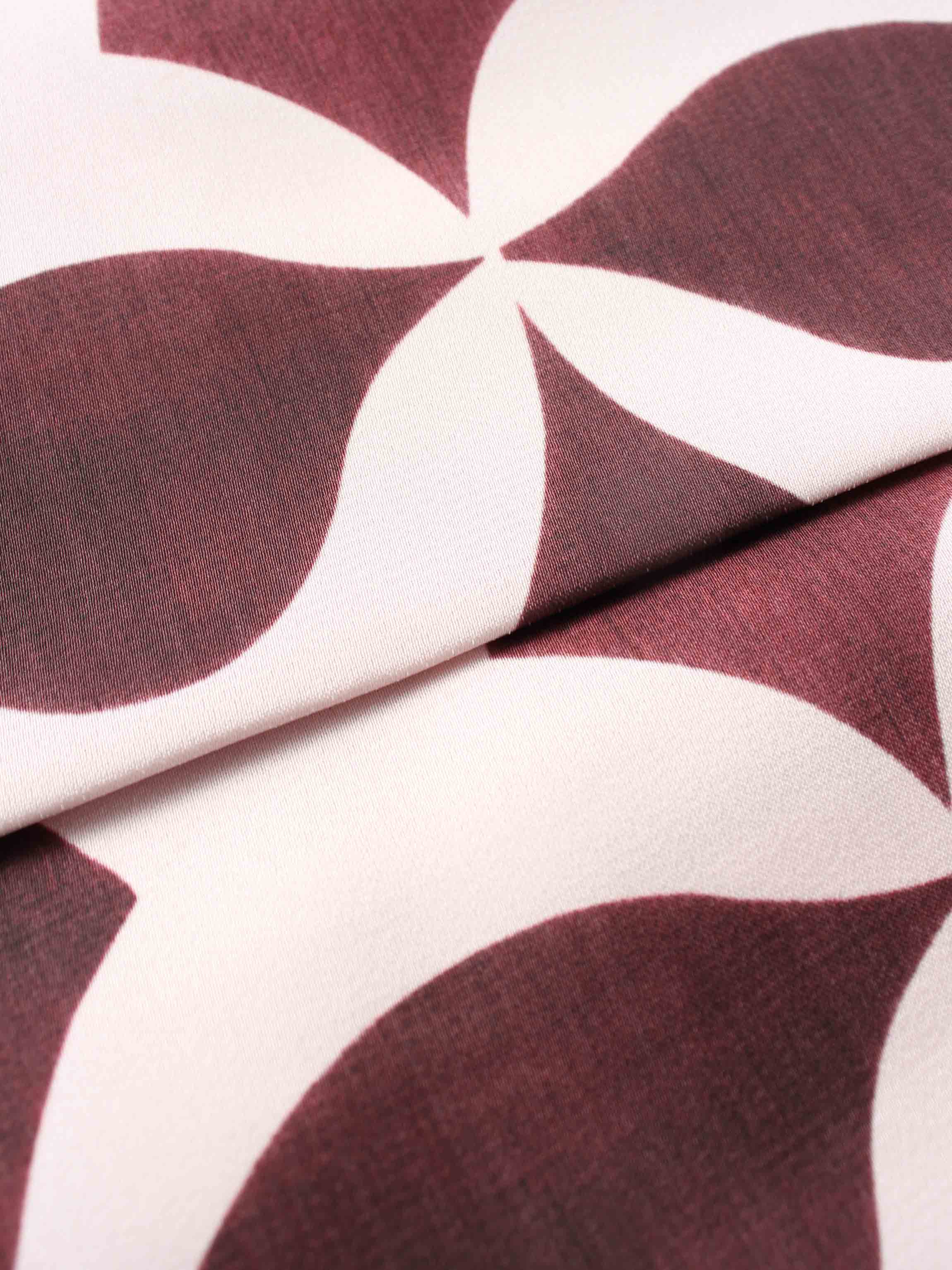 Geometric Pleat Skirt-Burgundy/Pink