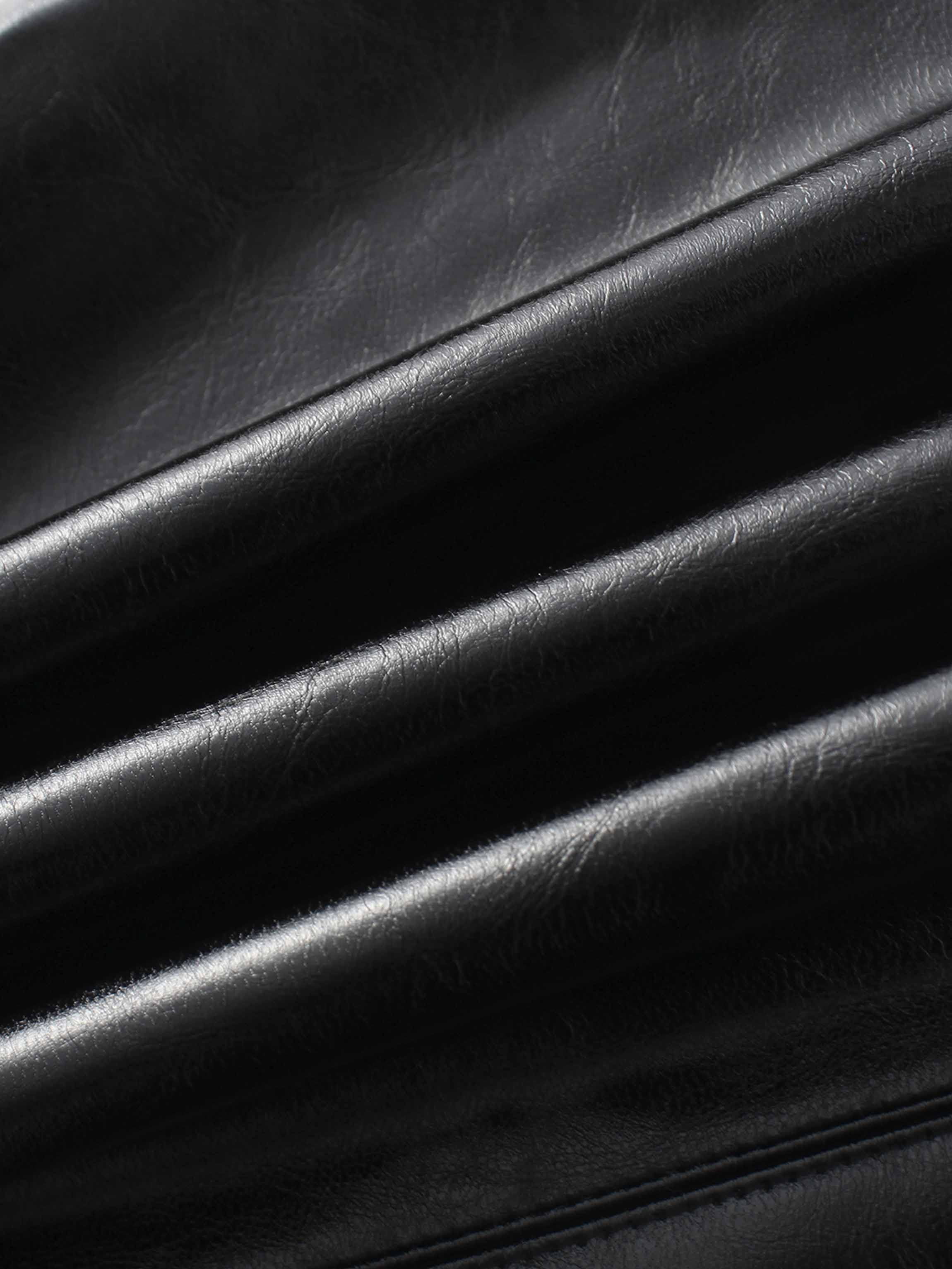 Coated Faux Leather A-Line Skirt-Black