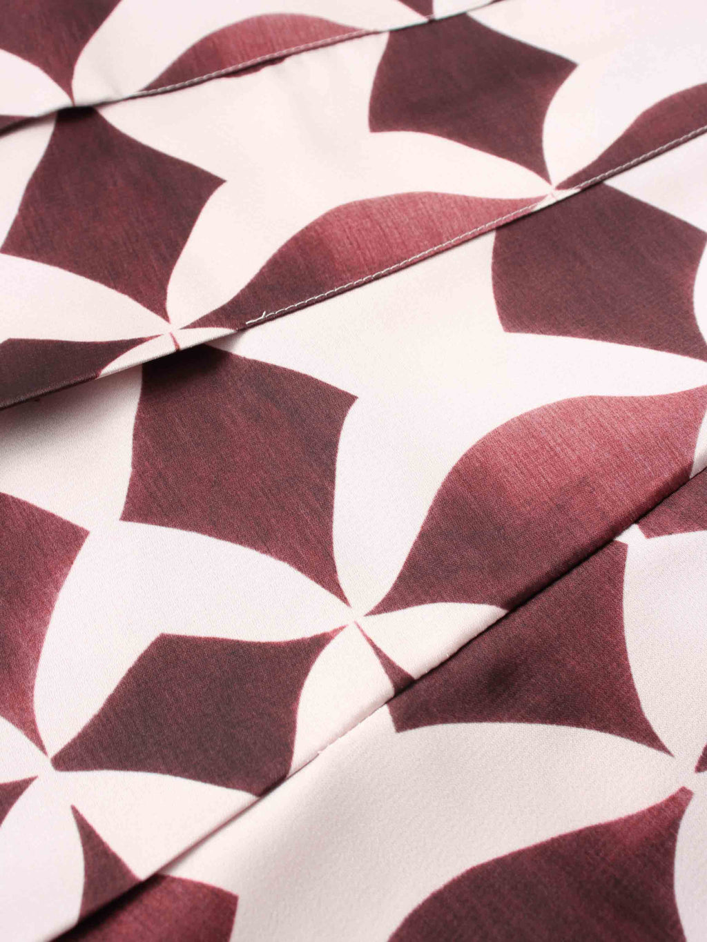 Geometric Pleat Skirt-Burgundy/Pink