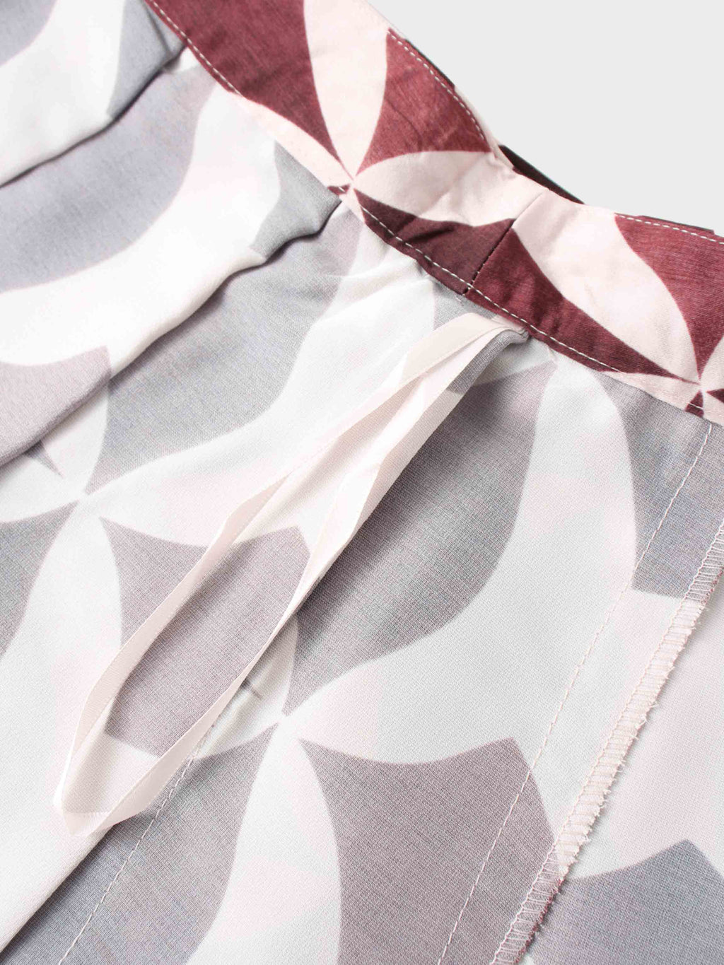 Geometric Pleat Skirt-Burgundy/Pink