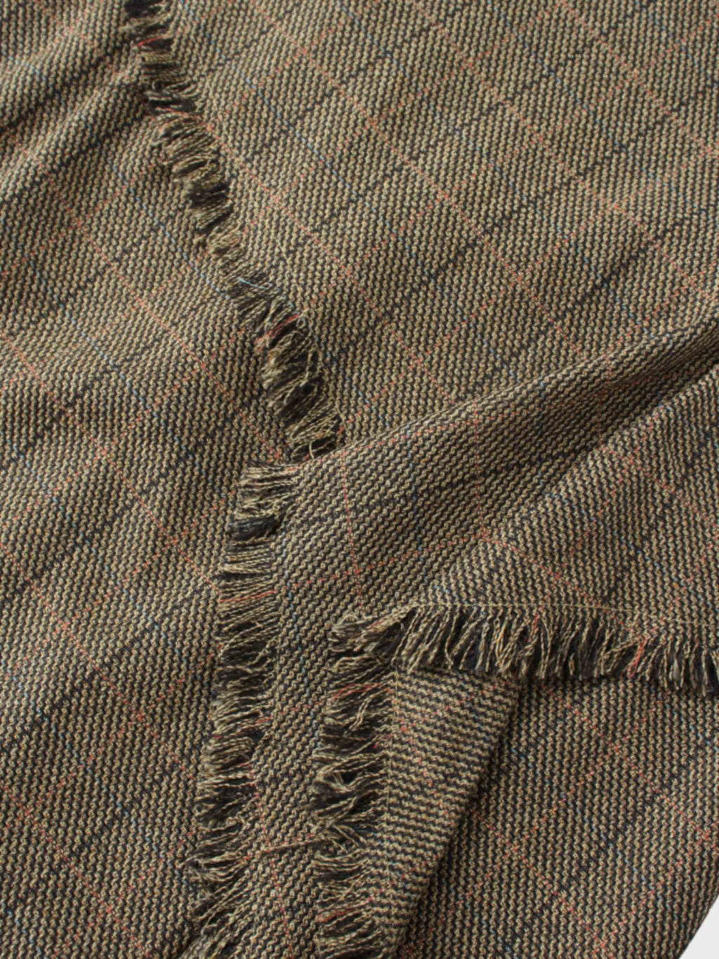 Tweed Herringbone Fringe Skirt 35"-Olive