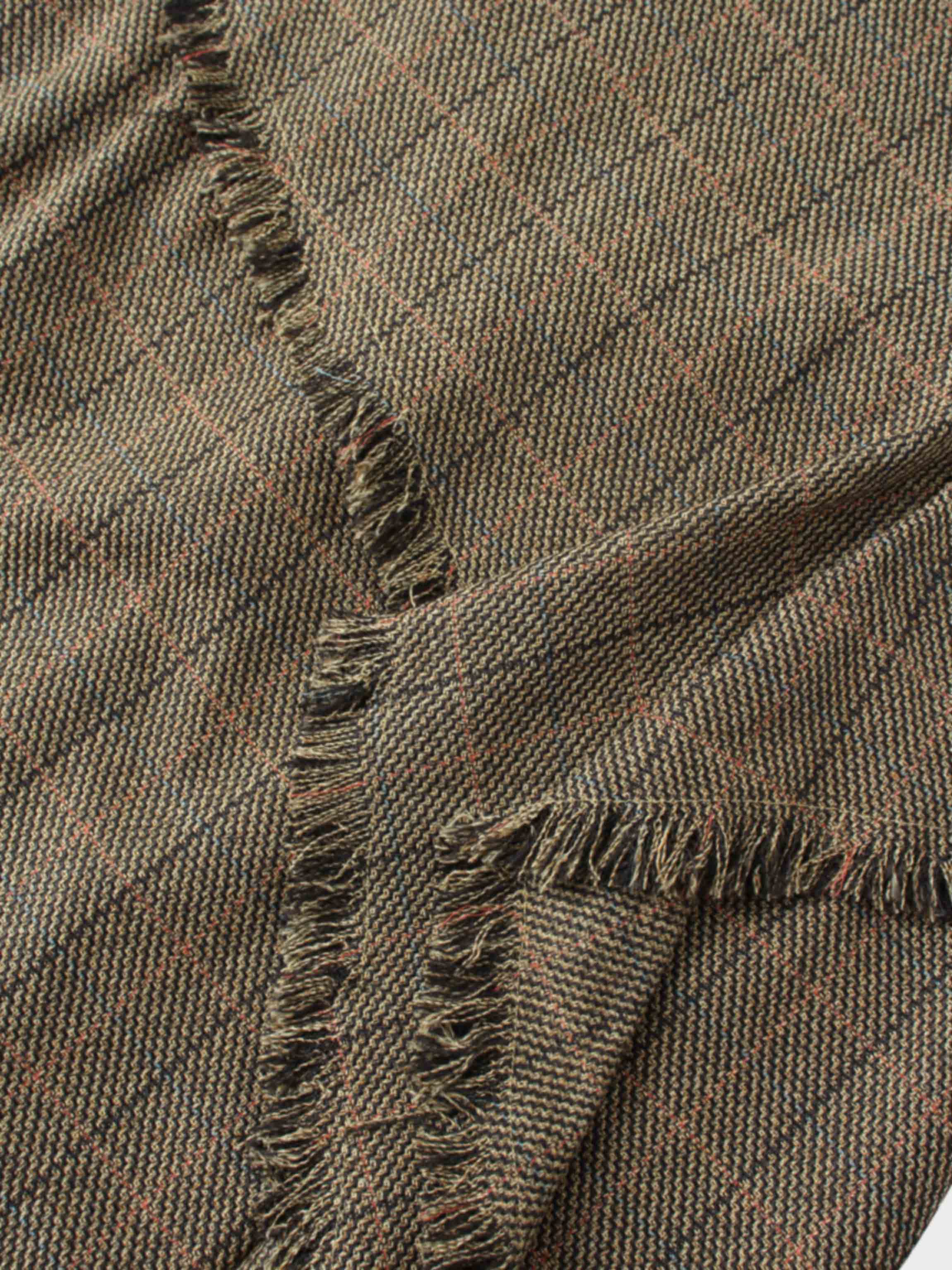 Tweed Herringbone Fringe Skirt 35"-Olive