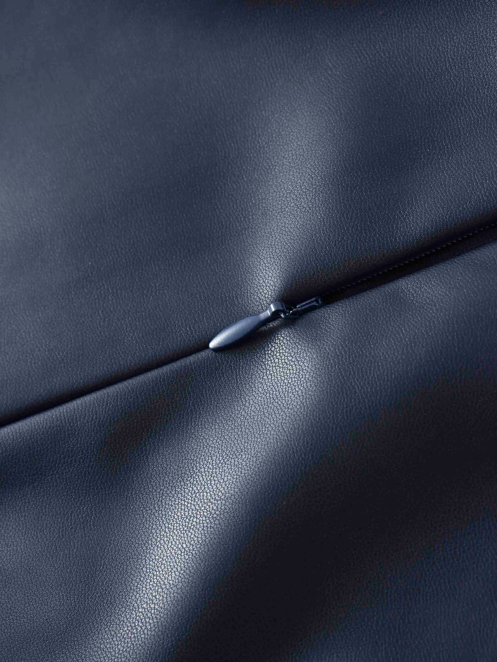 Short A-Line Seamed Faux Leather Skirt-Navy