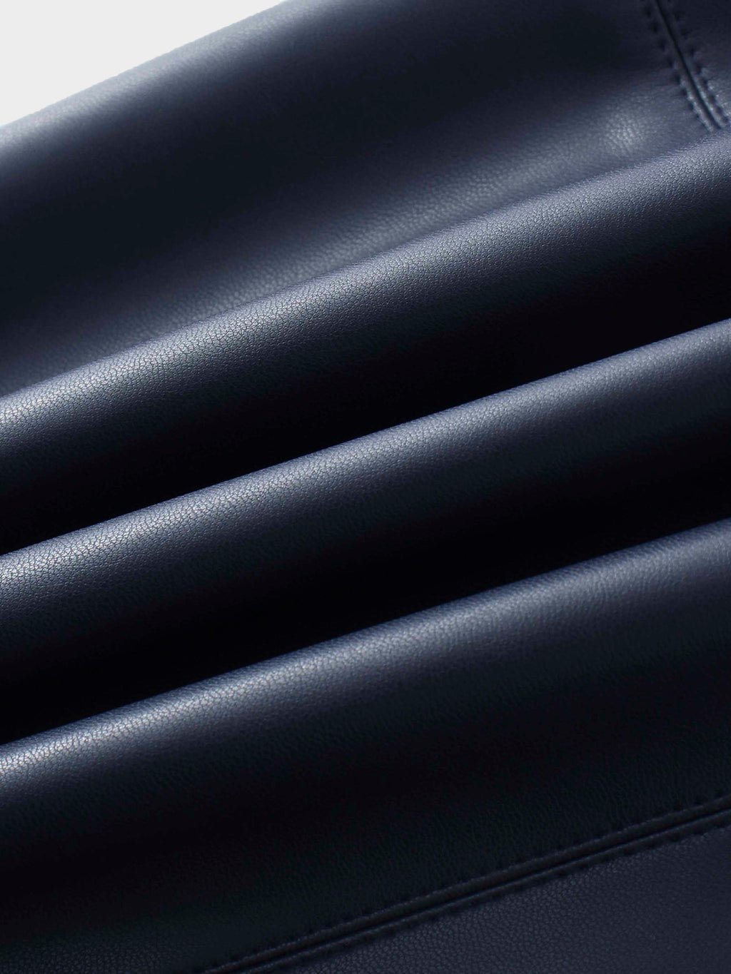 Short A-Line Seamed Faux Leather Skirt-Navy