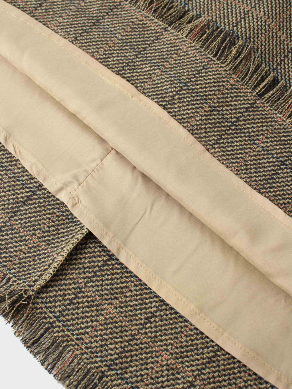 Tweed Herringbone Fringe Skirt 35"-Olive