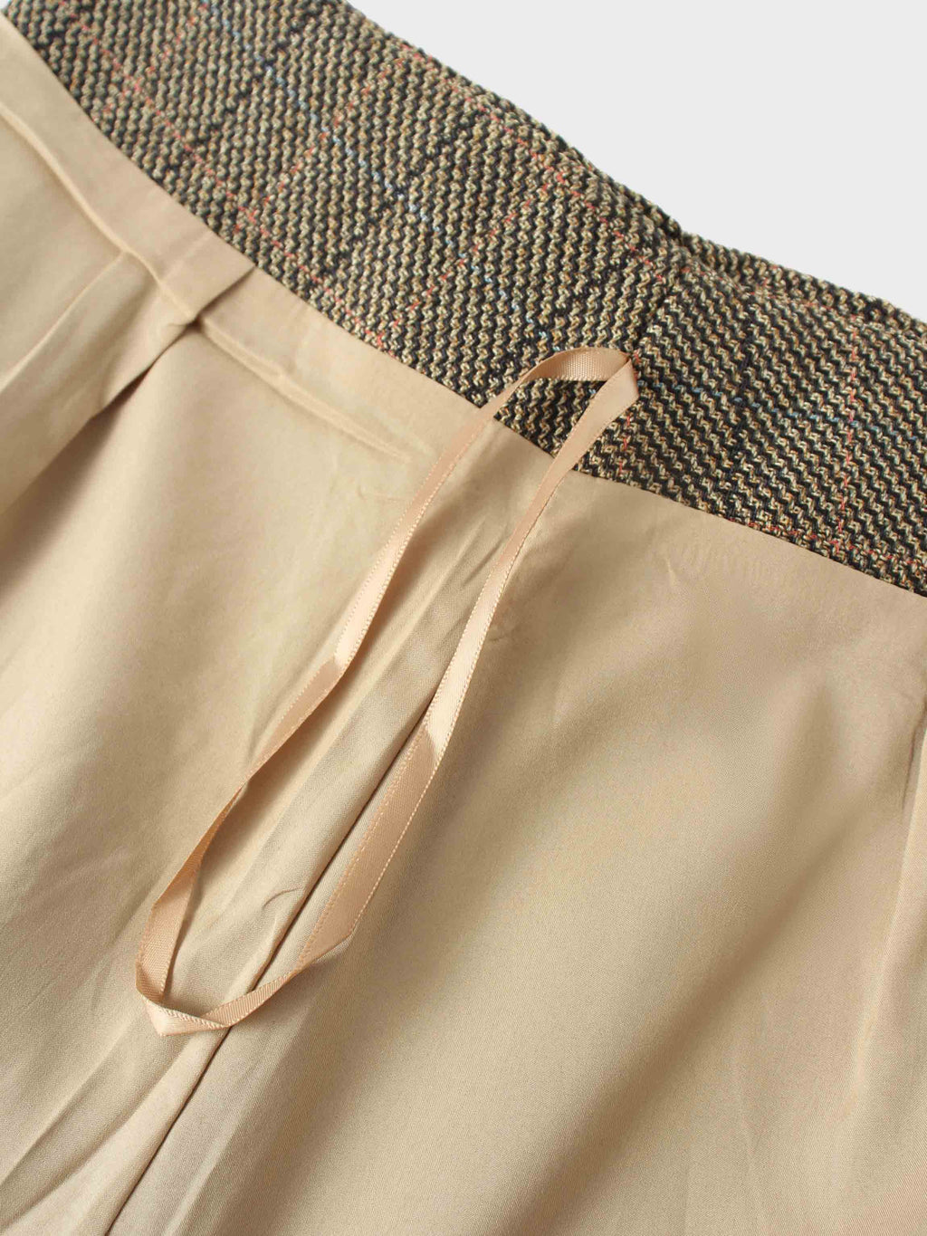 Tweed Herringbone Fringe Skirt 35"-Olive